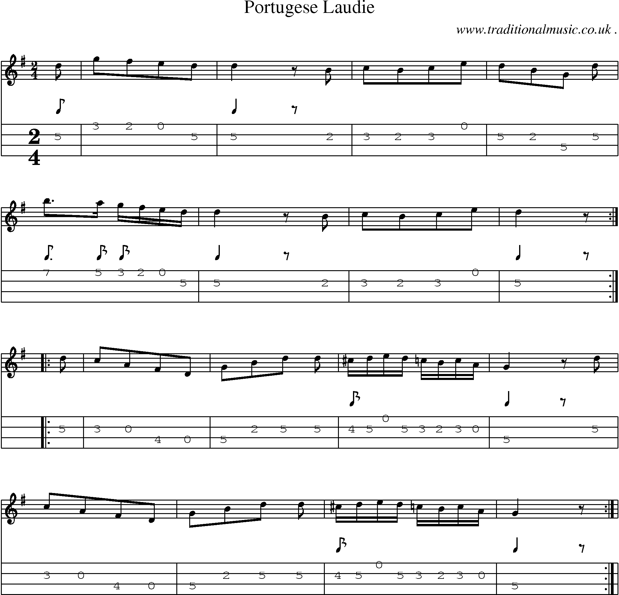 Sheet-Music and Mandolin Tabs for Portugese Laudie