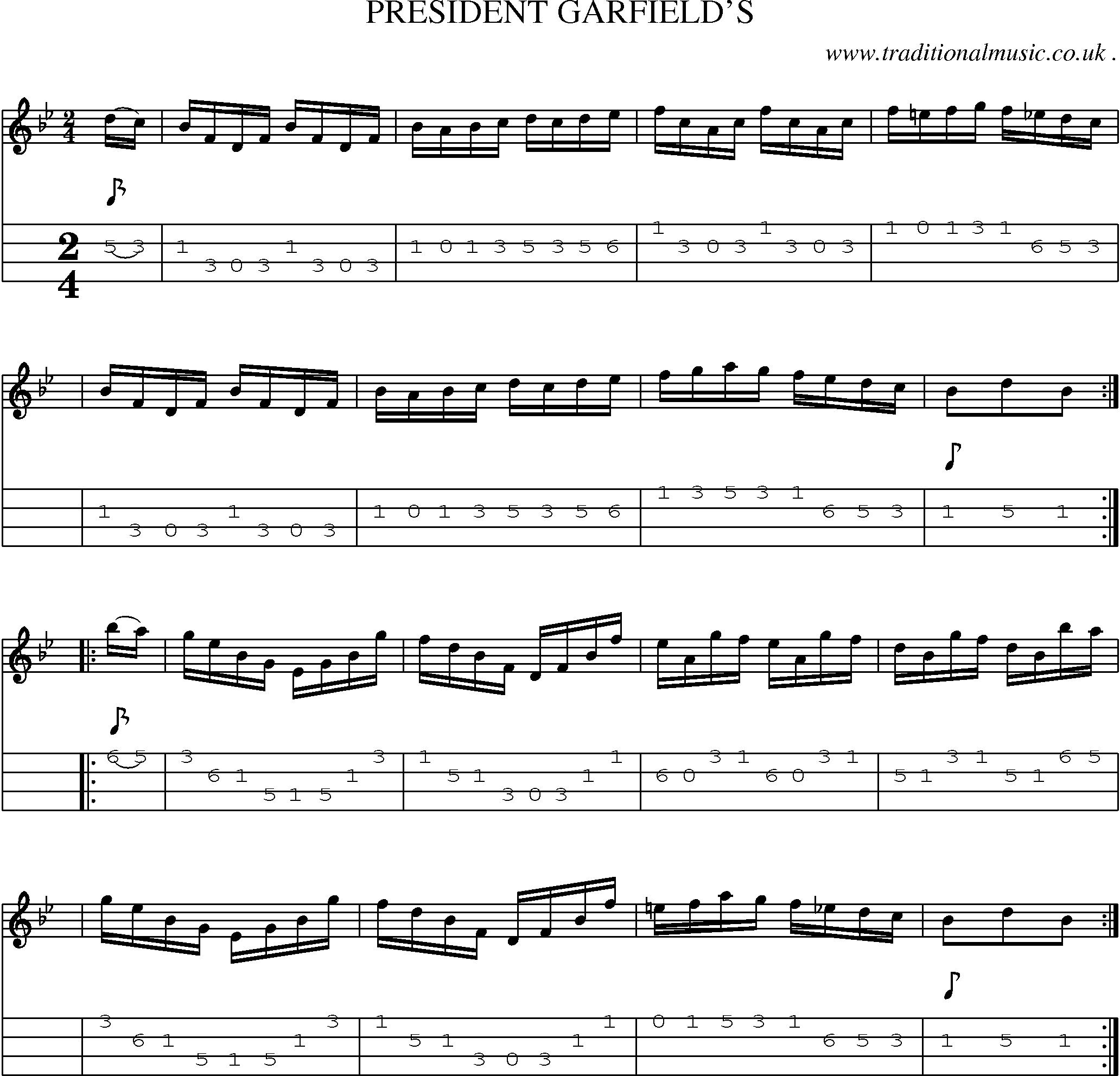 Sheet-Music and Mandolin Tabs for President Garfields