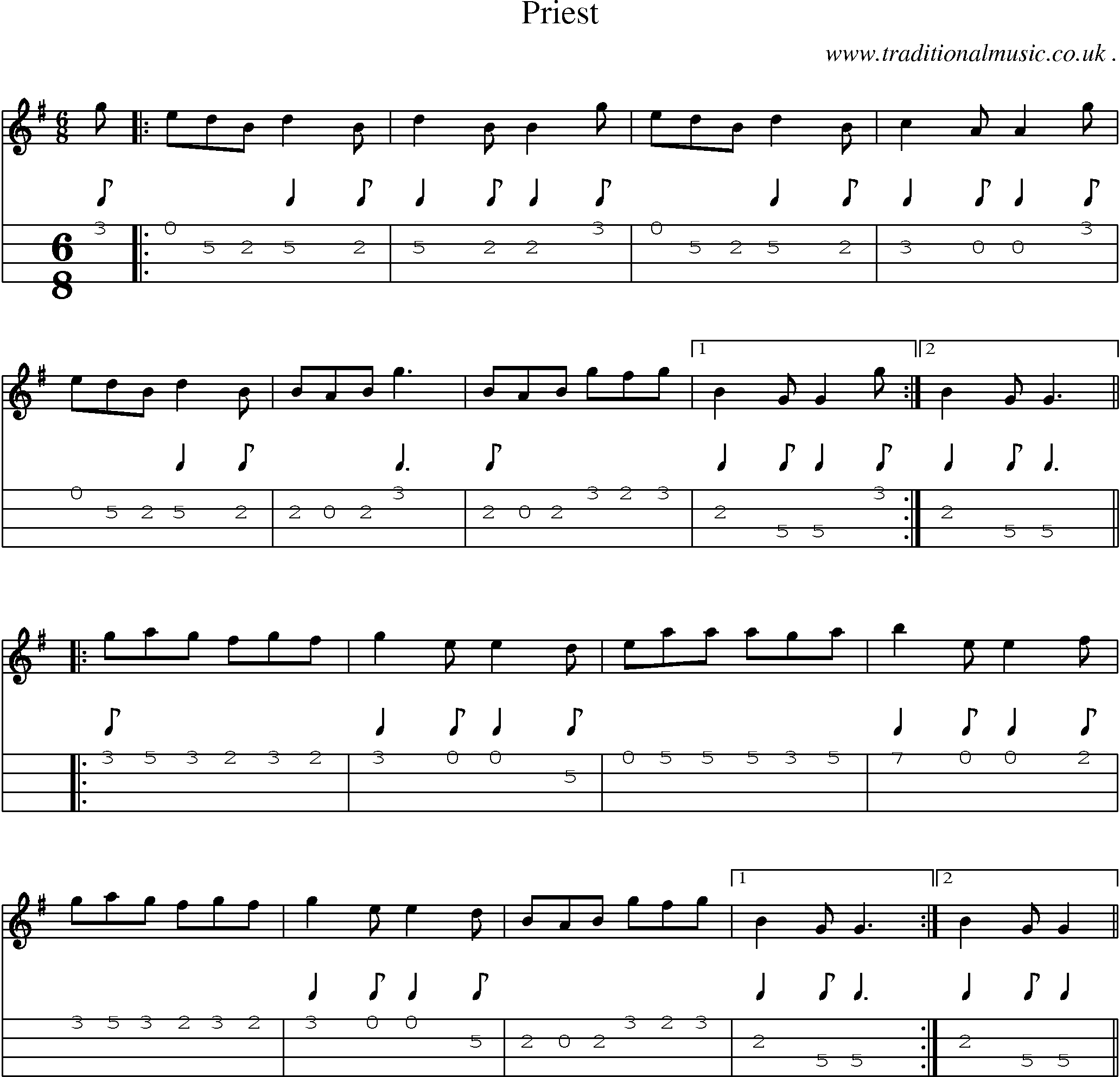 Sheet-Music and Mandolin Tabs for Priest