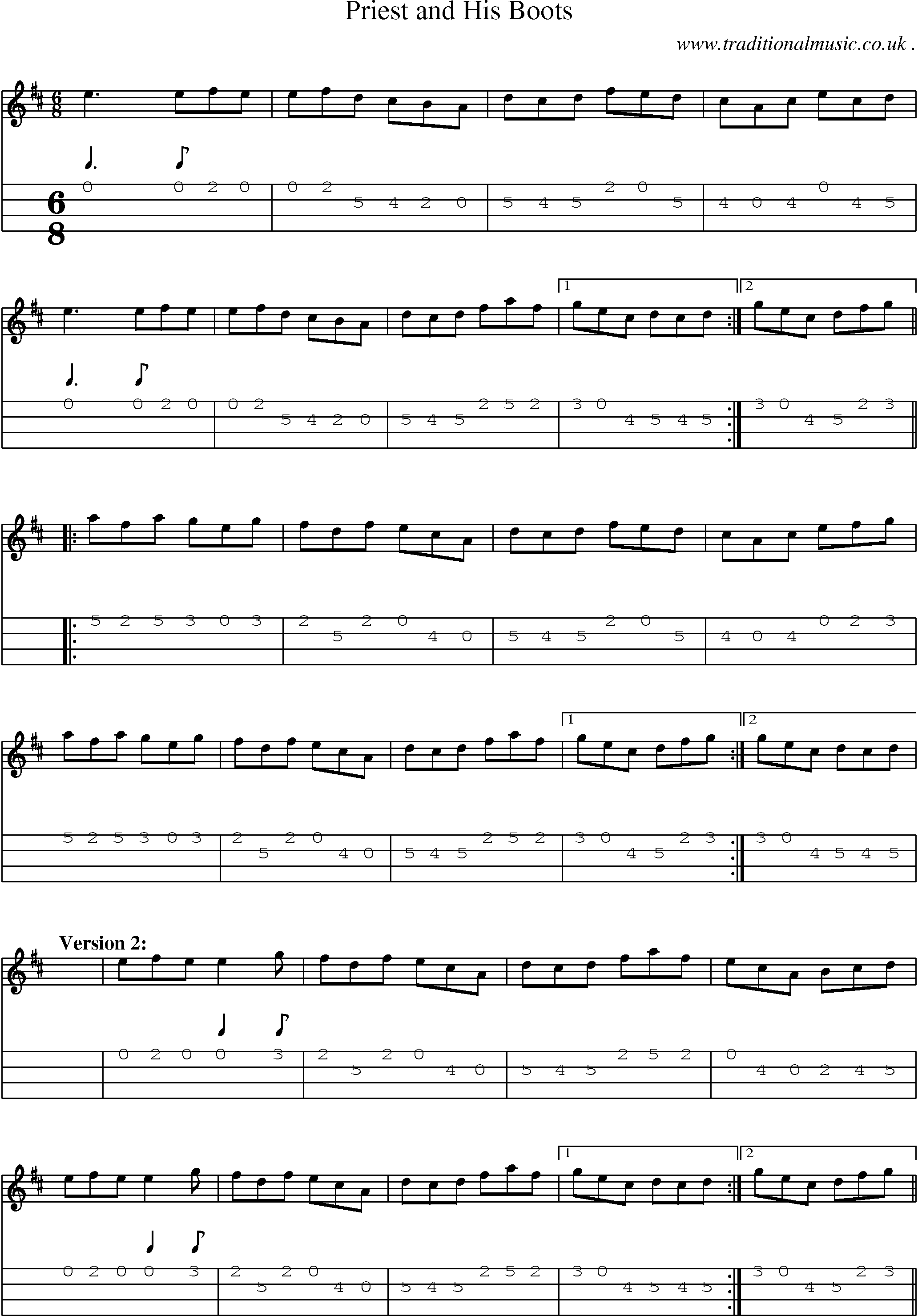 Sheet-Music and Mandolin Tabs for Priest And His Boots