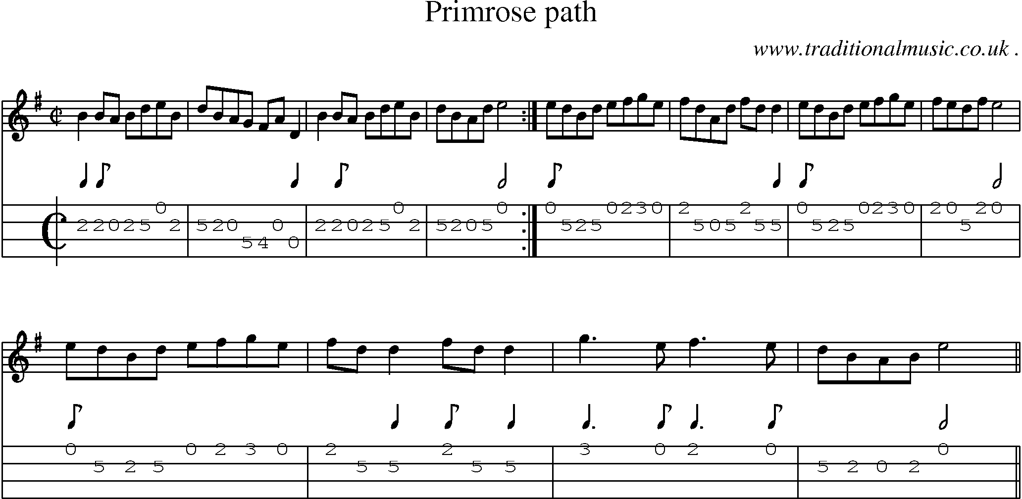 Sheet-Music and Mandolin Tabs for Primrose Path