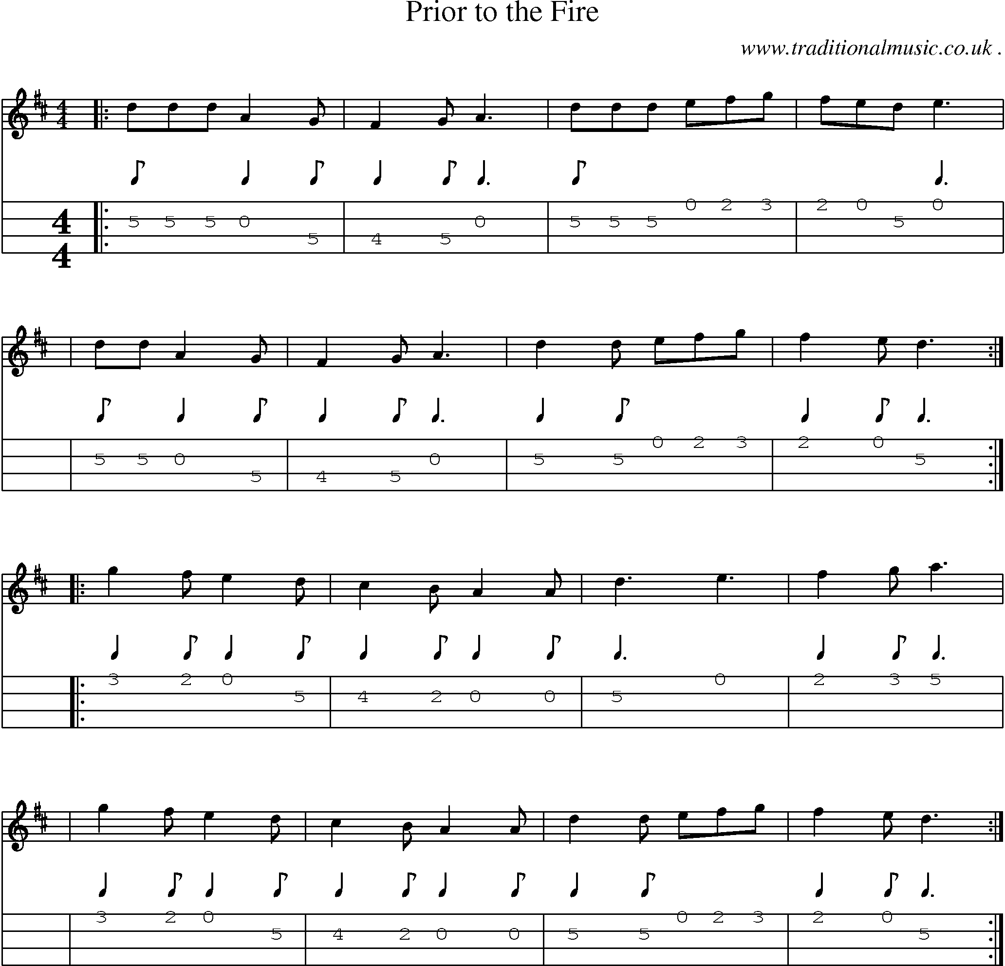 Sheet-Music and Mandolin Tabs for Prior To The Fire