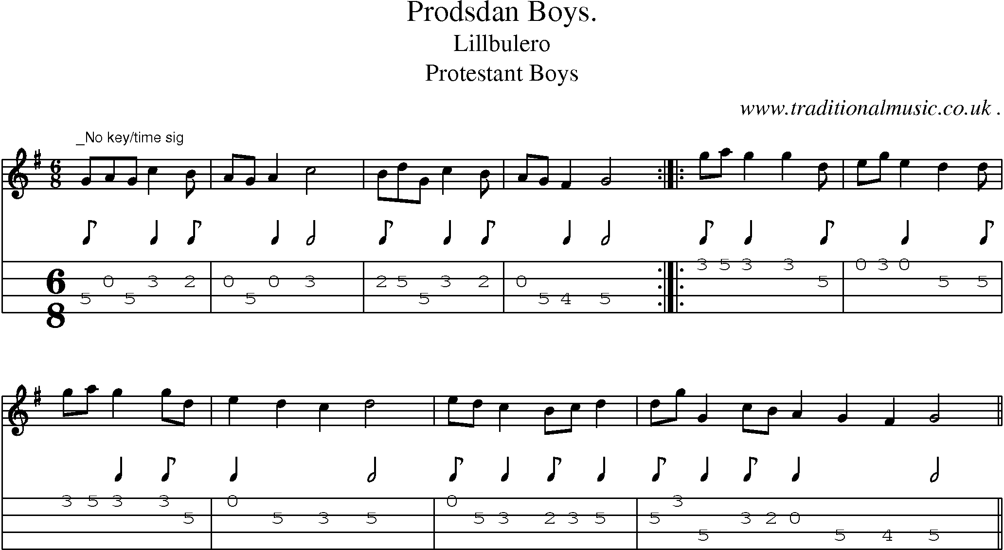 Sheet-Music and Mandolin Tabs for Prodsdan Boys