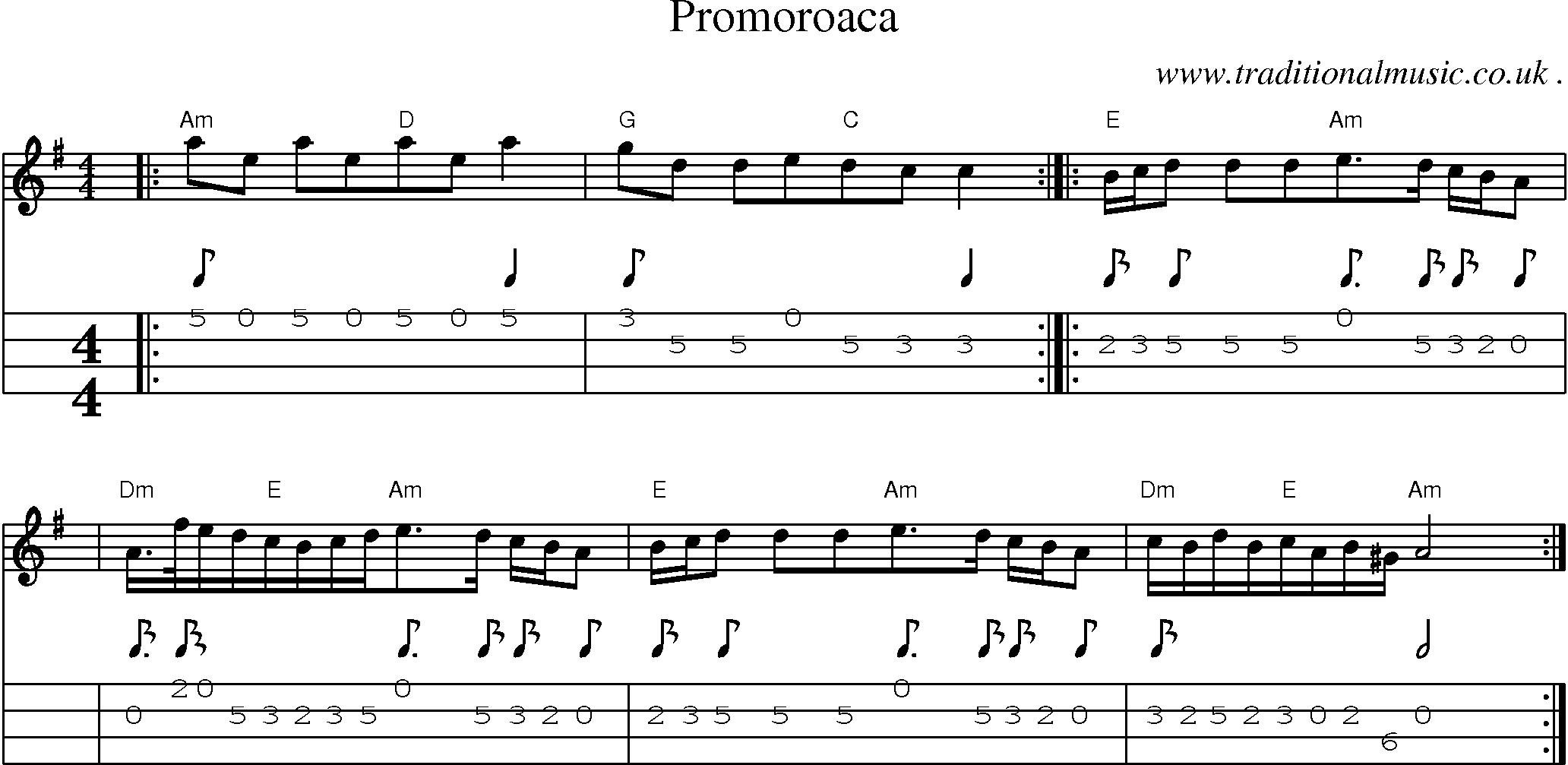 Sheet-Music and Mandolin Tabs for Promoroaca