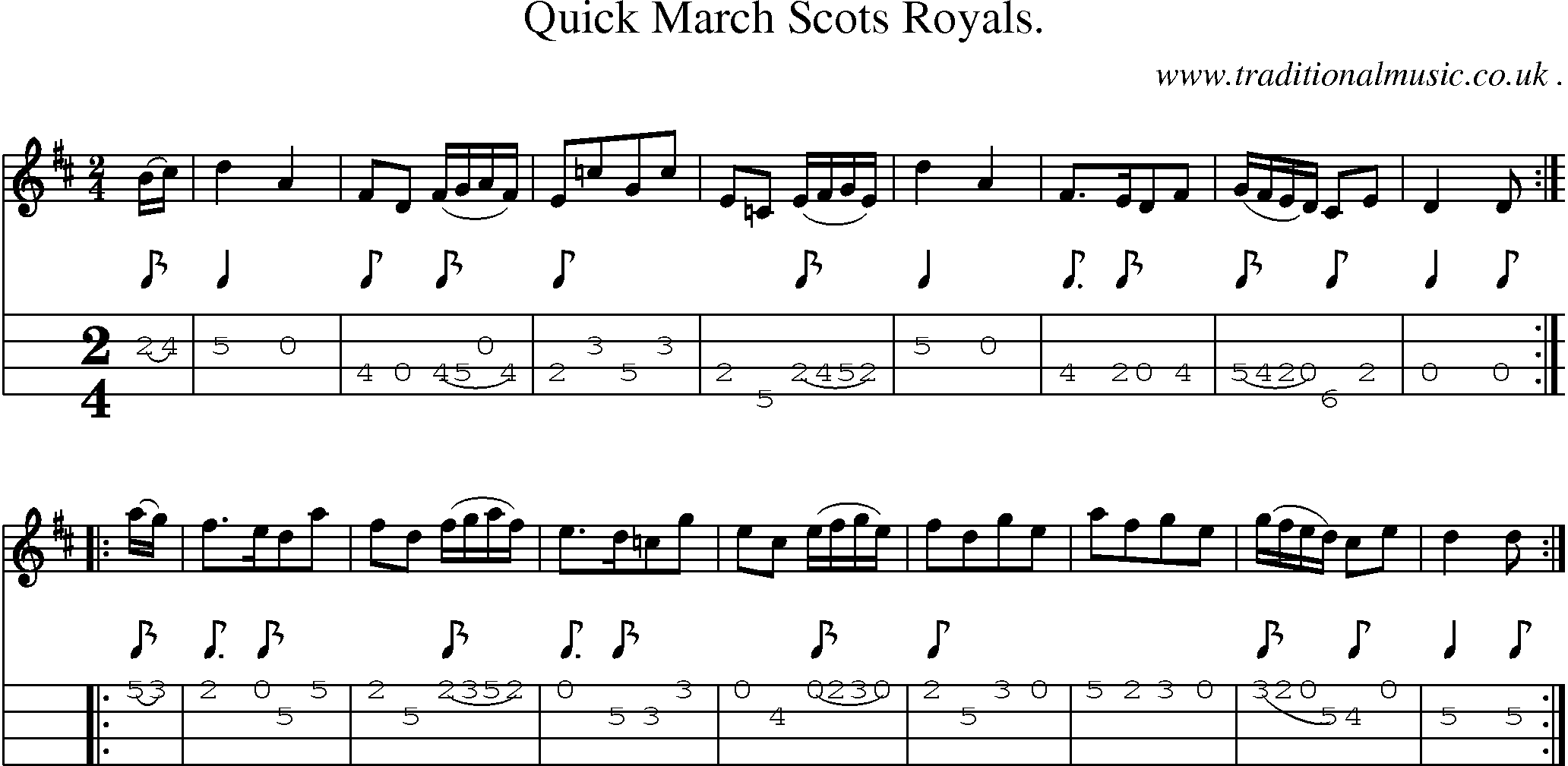 Sheet-Music and Mandolin Tabs for Quick March Scots Royals