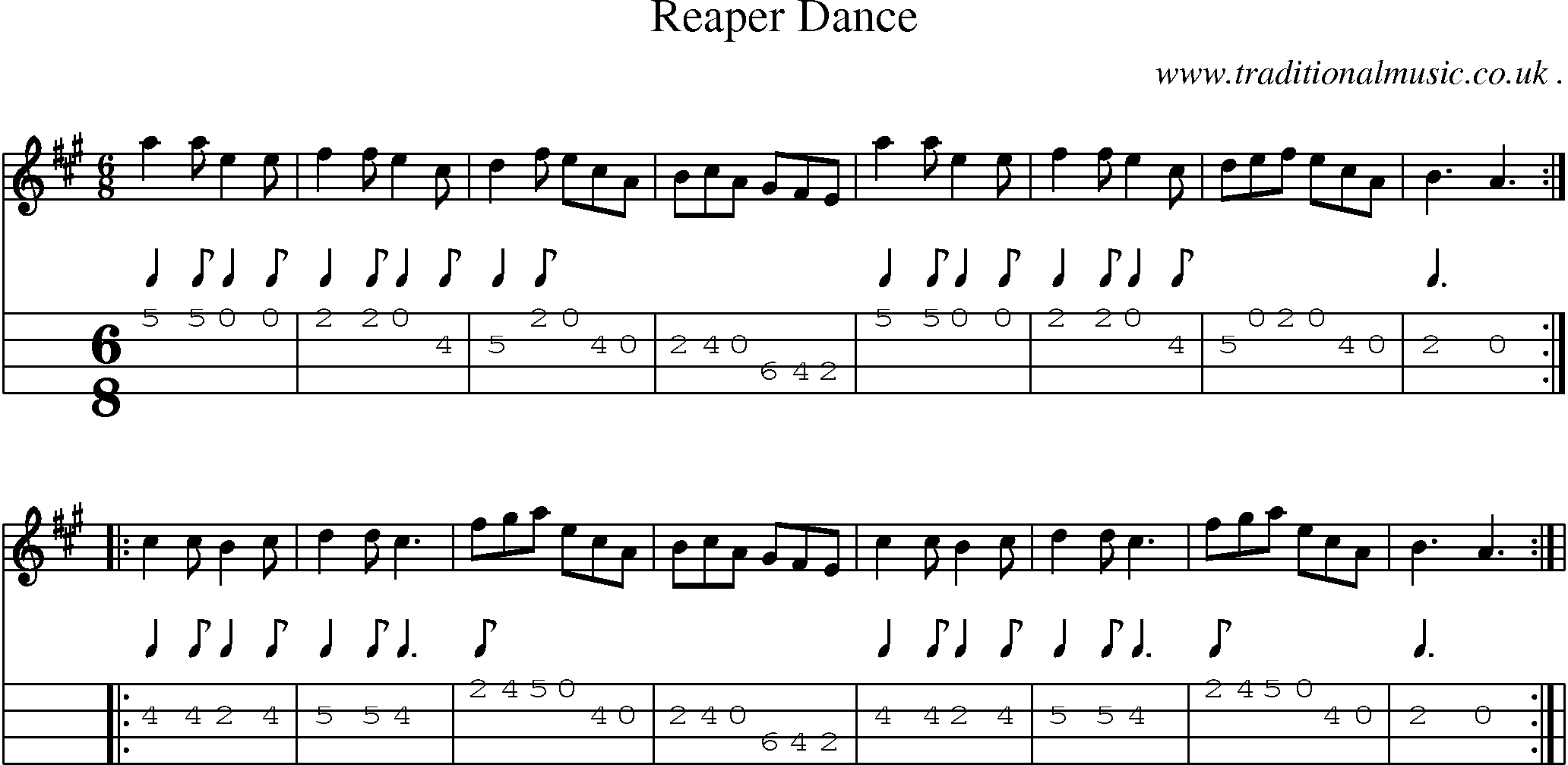 Sheet-Music and Mandolin Tabs for Reaper Dance