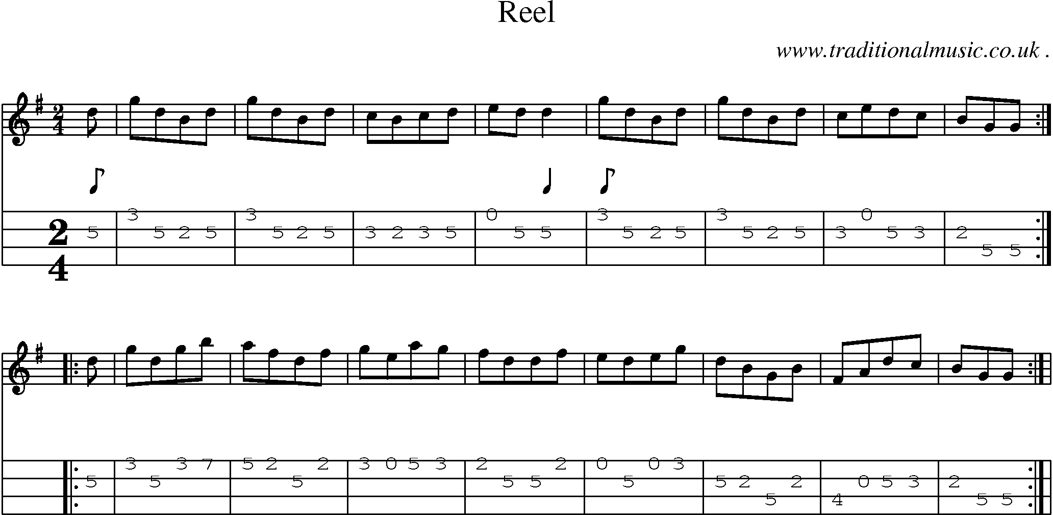 Sheet-Music and Mandolin Tabs for Reel