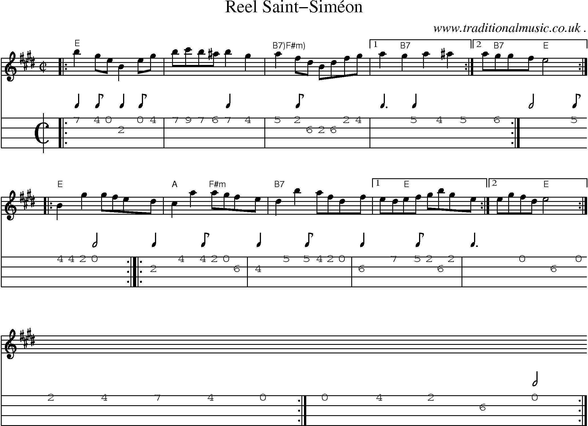 Sheet-Music and Mandolin Tabs for Reel Saint-simeon