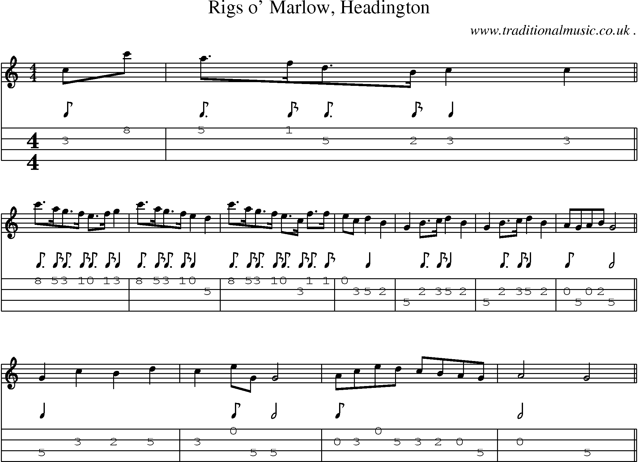 Sheet-Music and Mandolin Tabs for Rigs O Marlow Headington