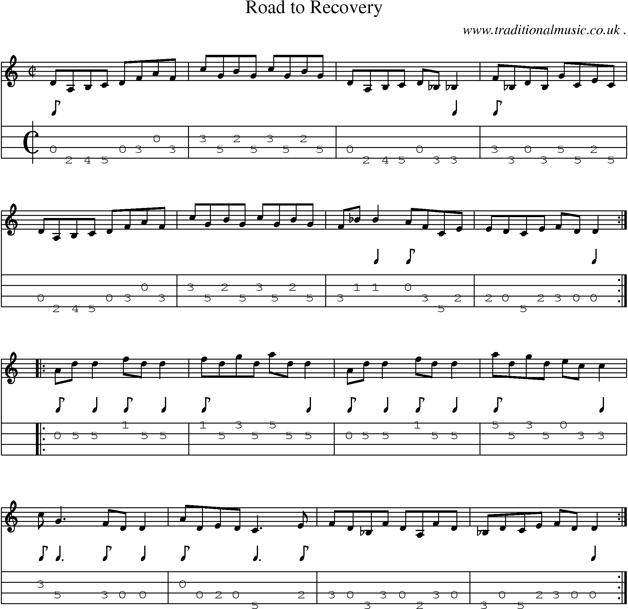 Sheet-Music and Mandolin Tabs for Road To Recovery