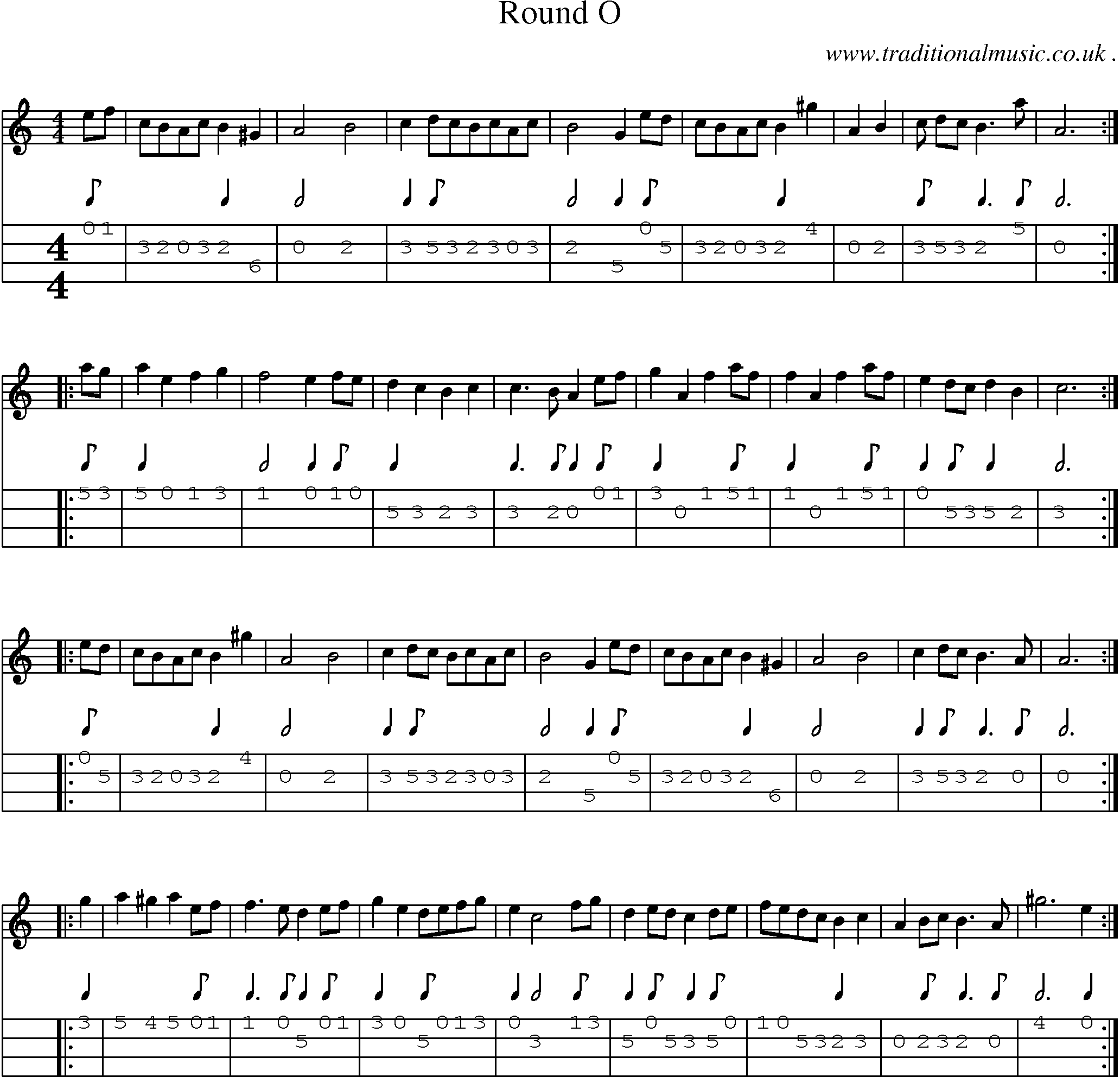 Sheet-Music and Mandolin Tabs for Round O