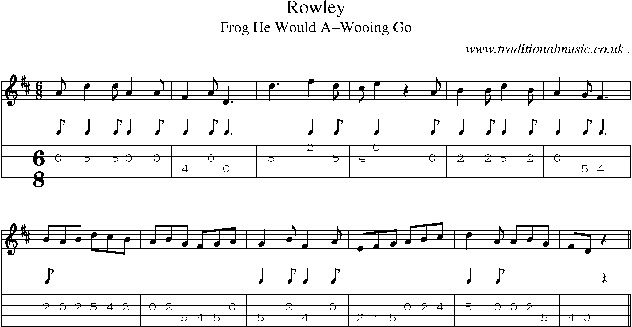 Sheet-Music and Mandolin Tabs for Rowley