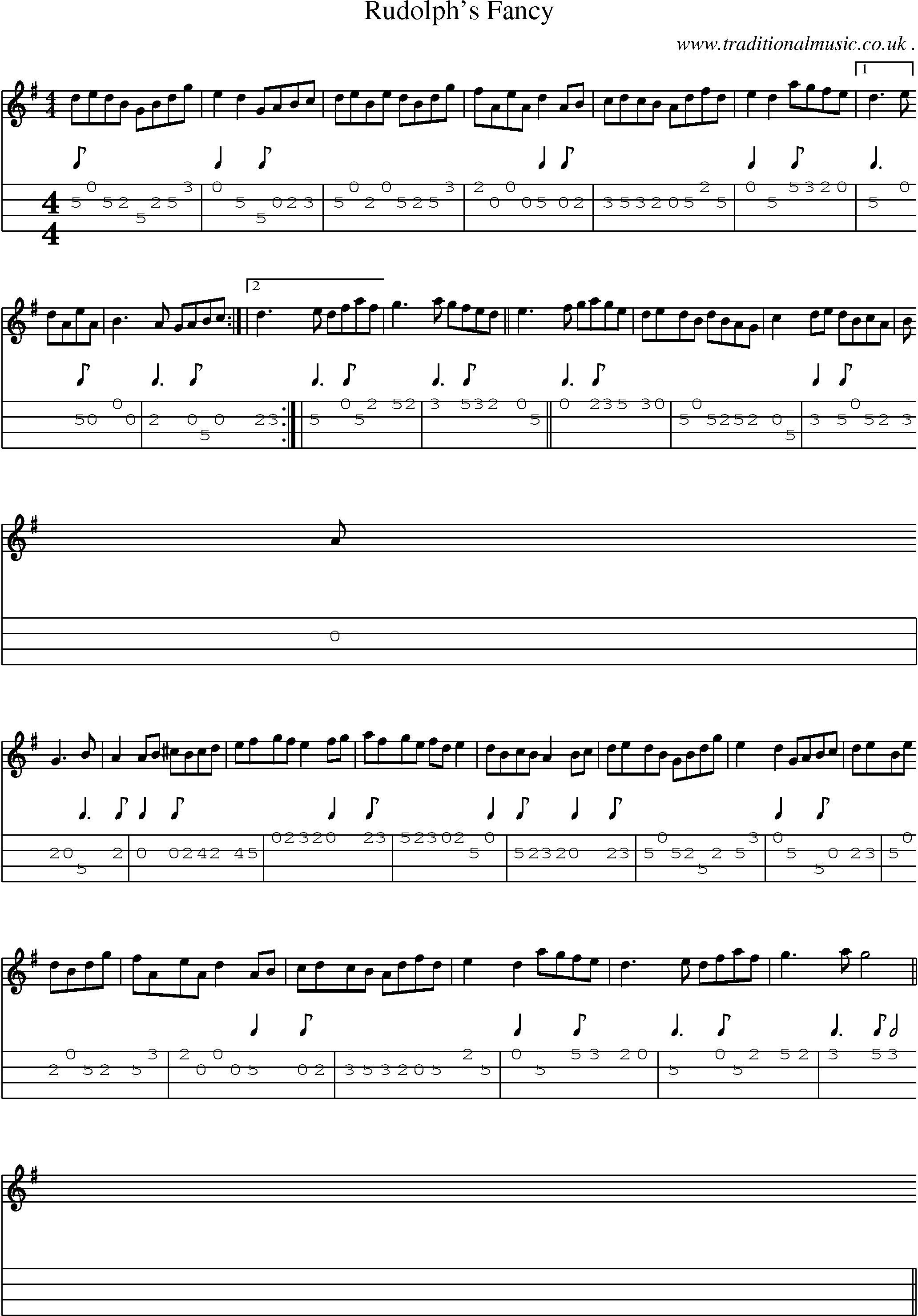 Sheet-Music and Mandolin Tabs for Rudolphs Fancy