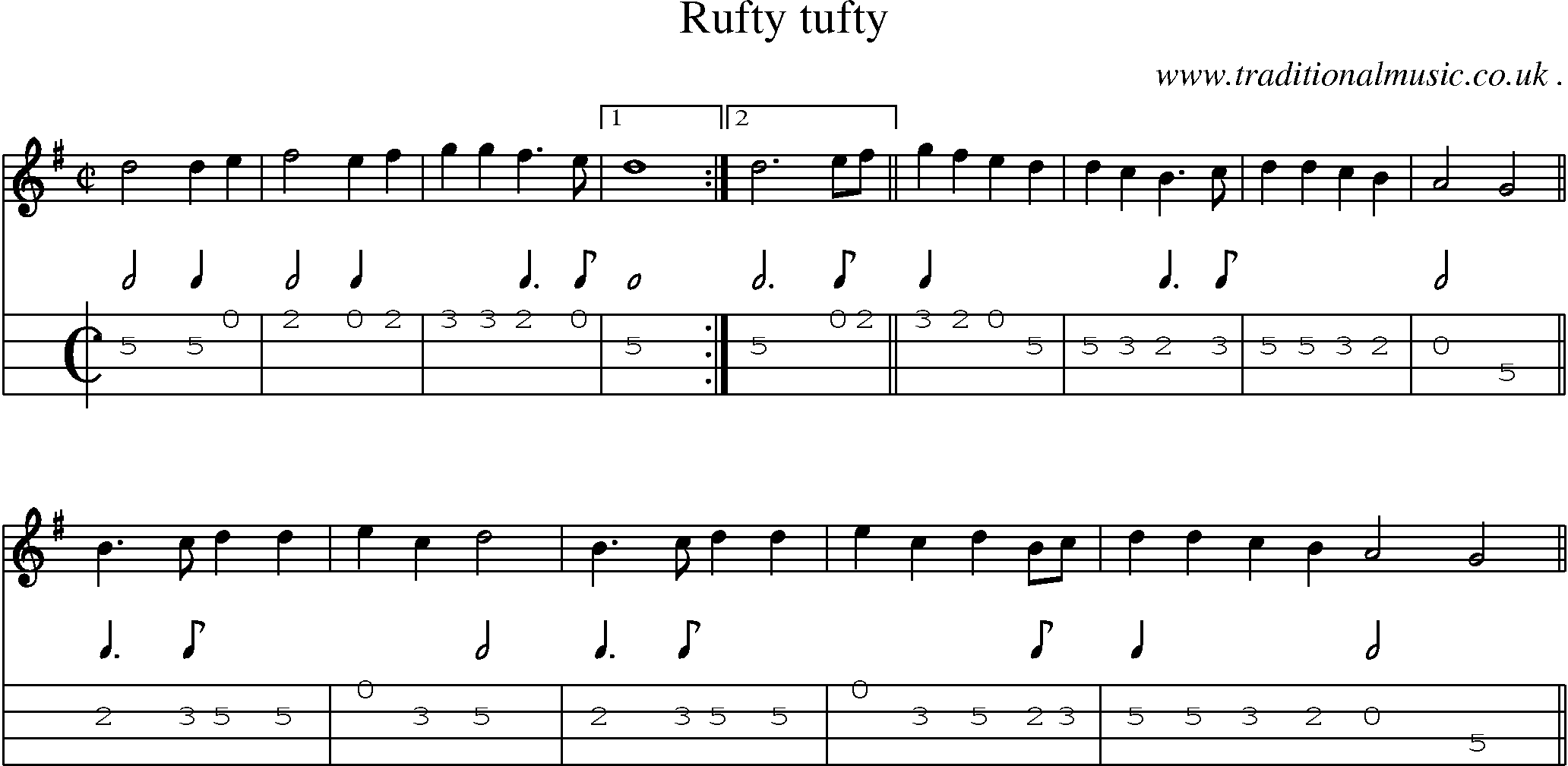 Sheet-Music and Mandolin Tabs for Rufty Tufty