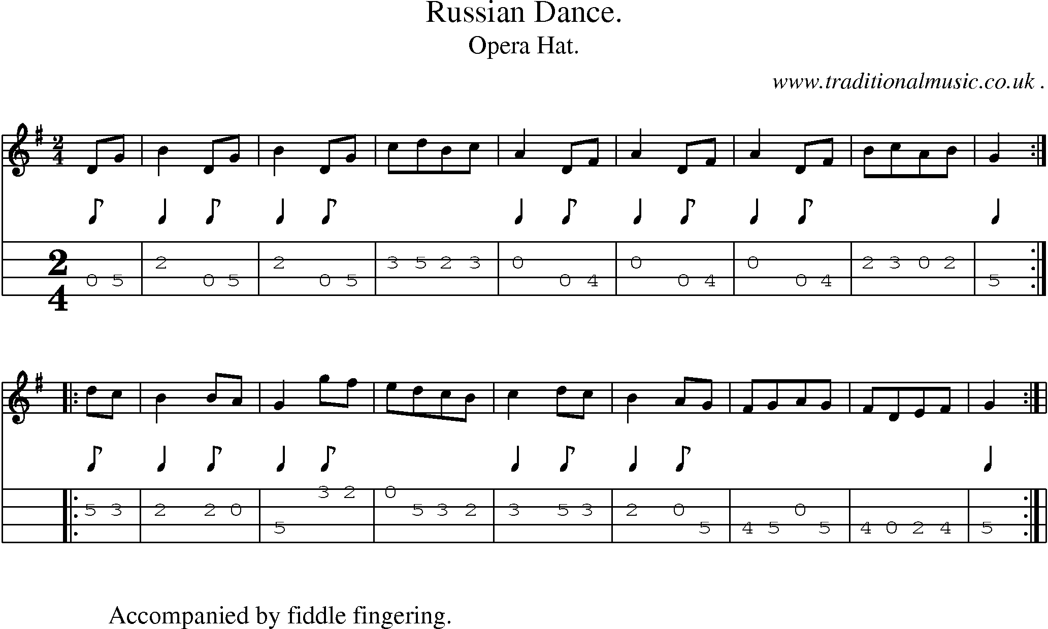 Sheet-Music and Mandolin Tabs for Russian Dance