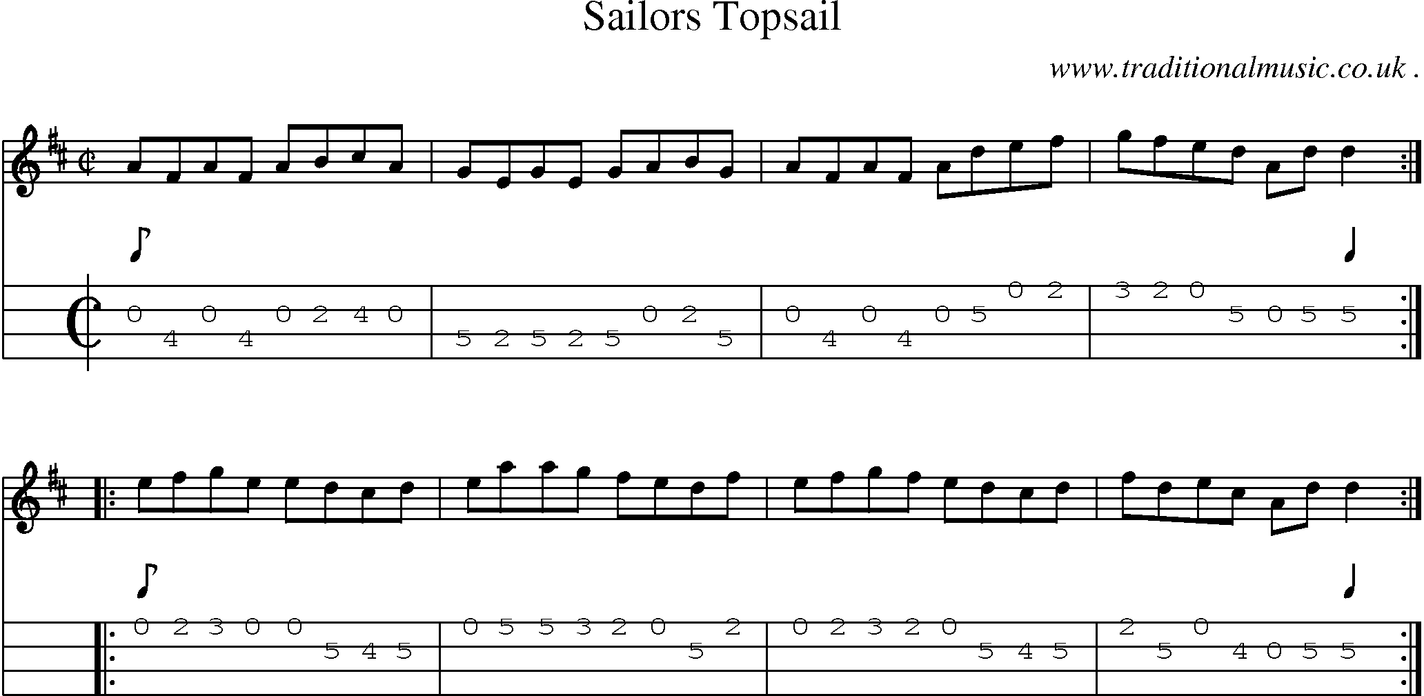 Sheet-Music and Mandolin Tabs for Sailors Topsail
