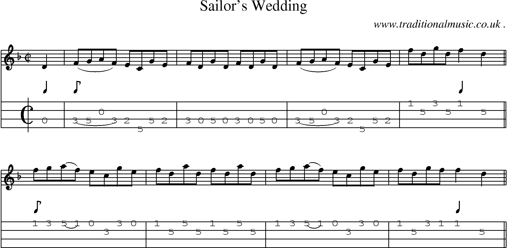 Sheet-Music and Mandolin Tabs for Sailors Wedding
