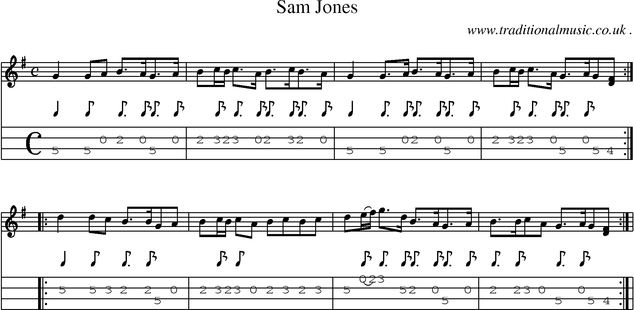 Sheet-Music and Mandolin Tabs for Sam Jones