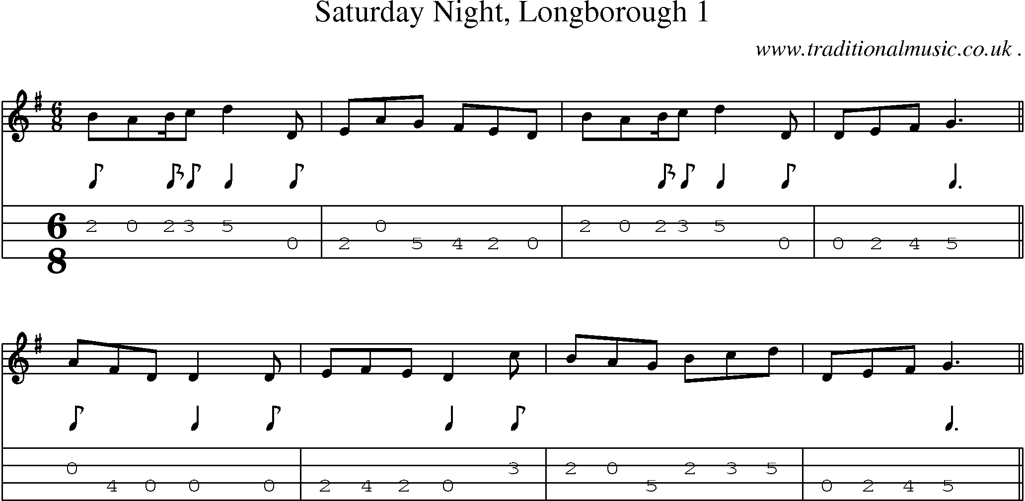 Sheet-Music and Mandolin Tabs for Saturday Night Longborough 1