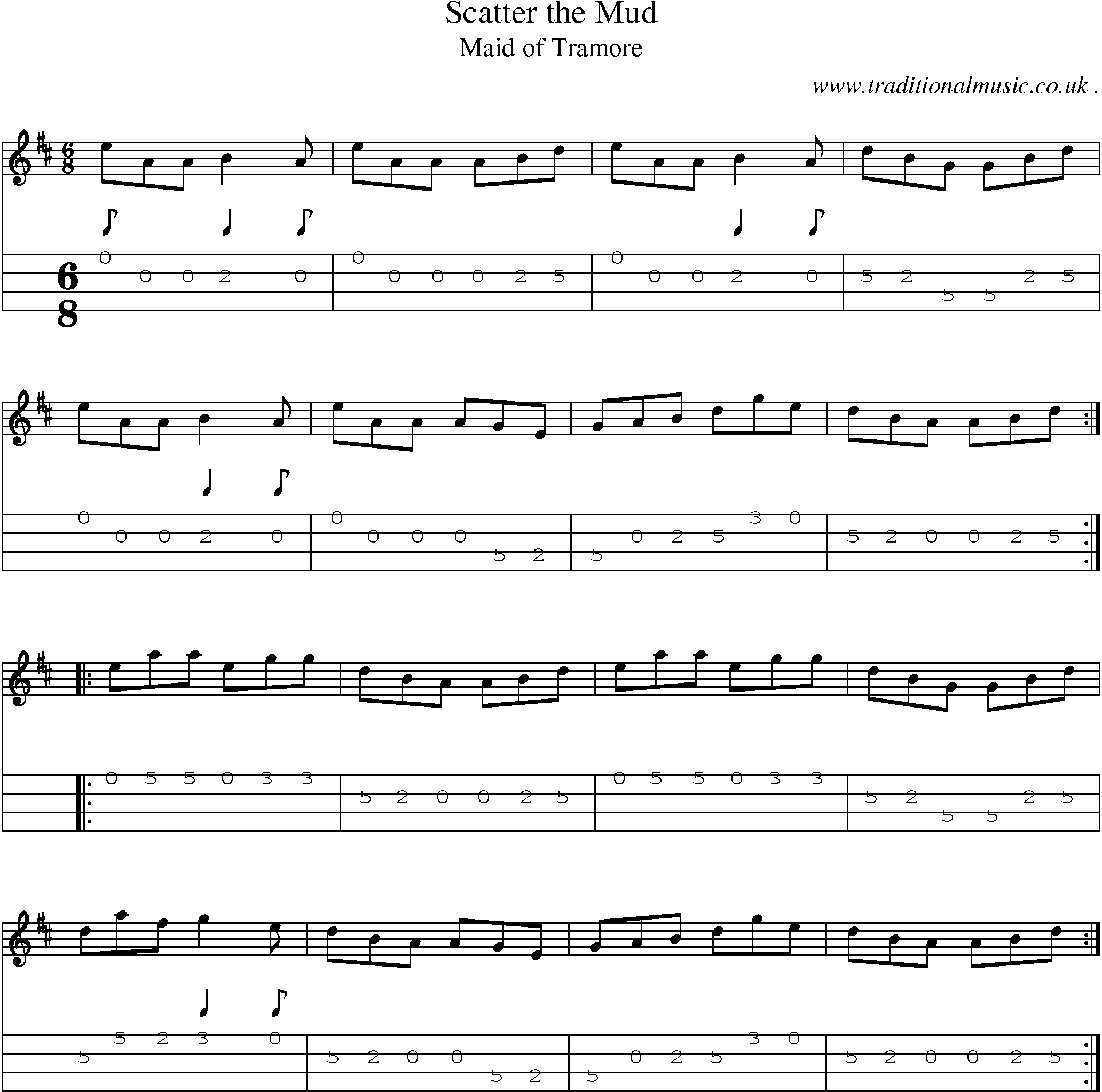Sheet-Music and Mandolin Tabs for Scatter The Mud