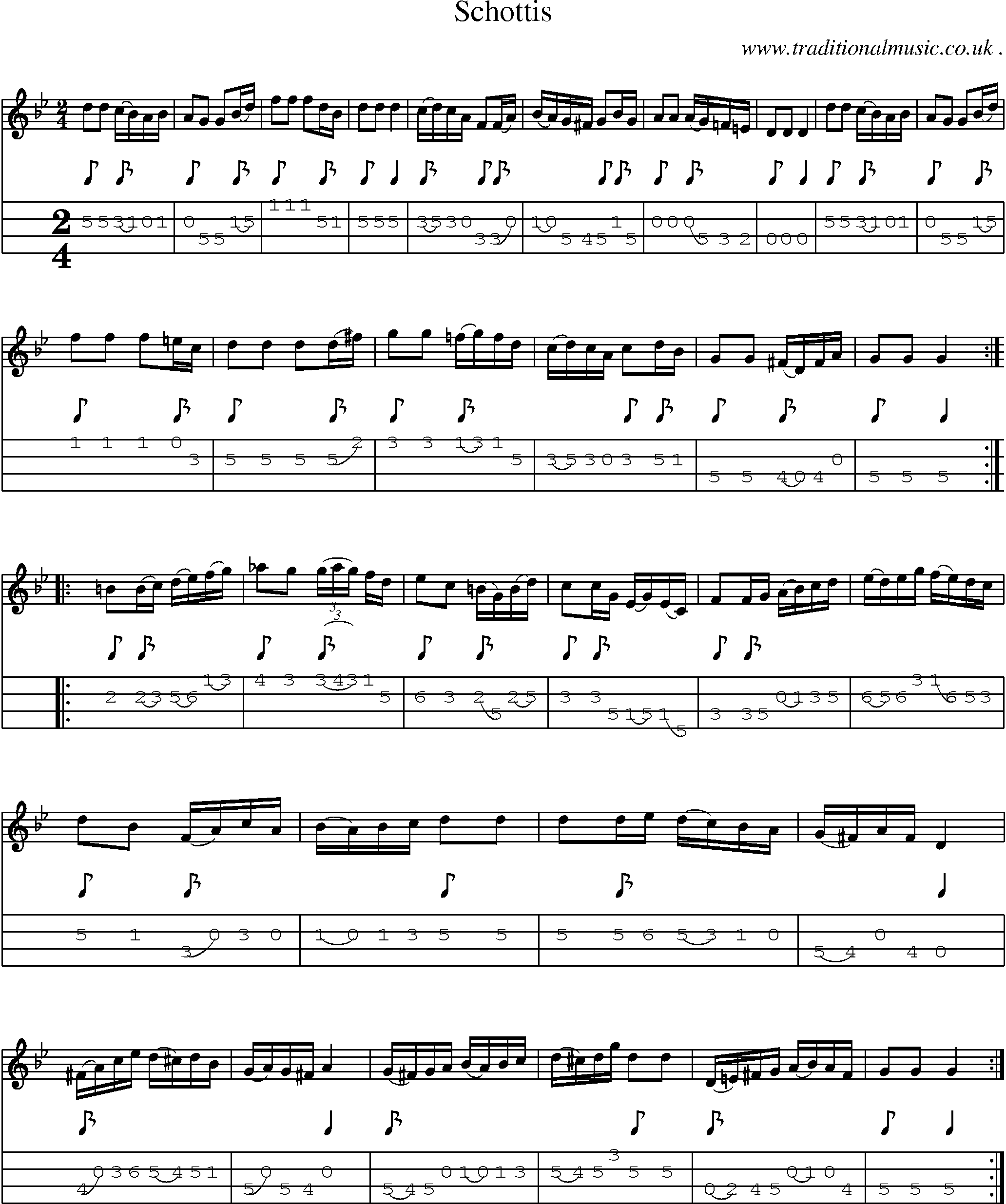 Sheet-Music and Mandolin Tabs for Schottis