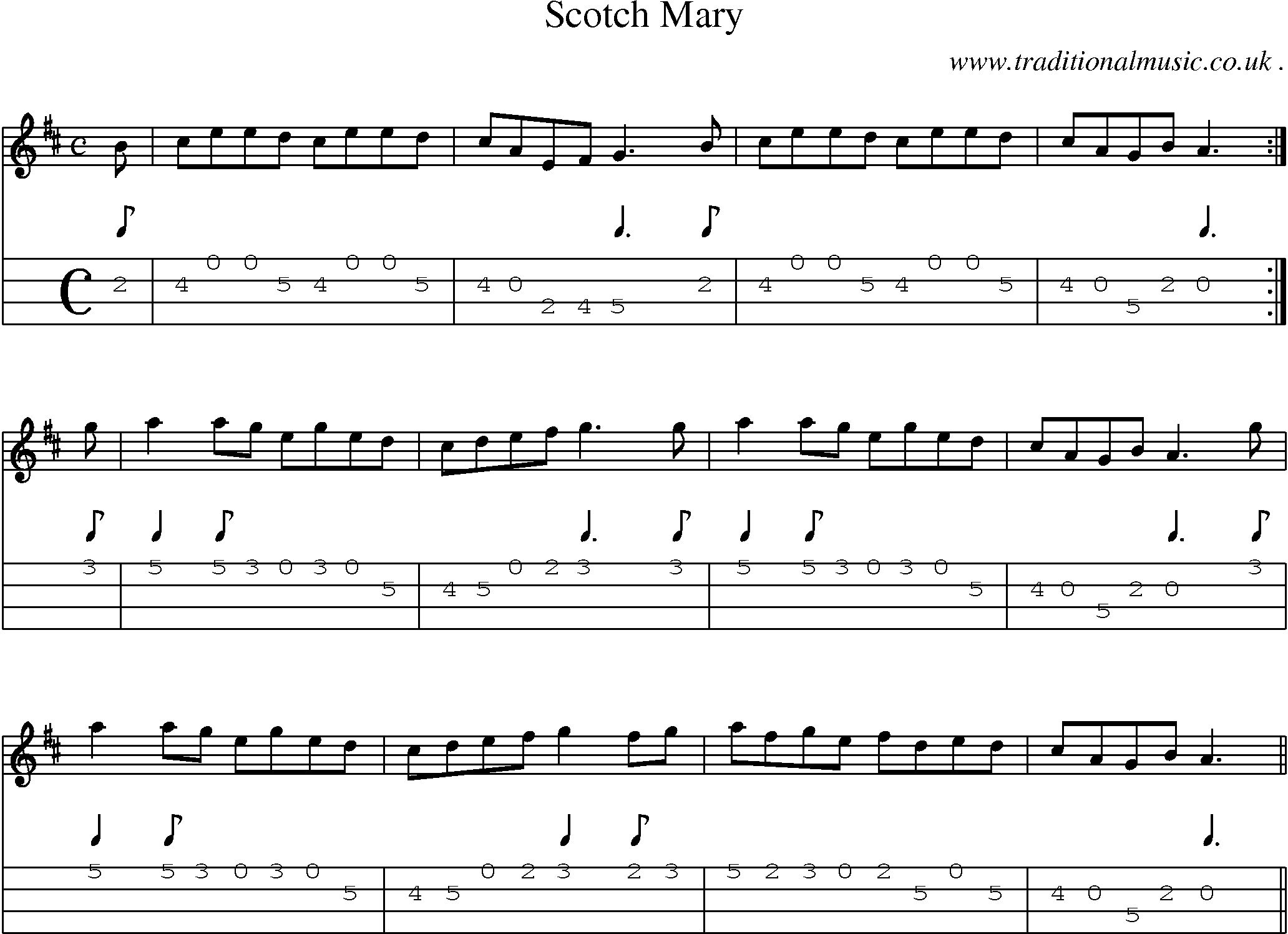 Sheet-Music and Mandolin Tabs for Scotch Mary