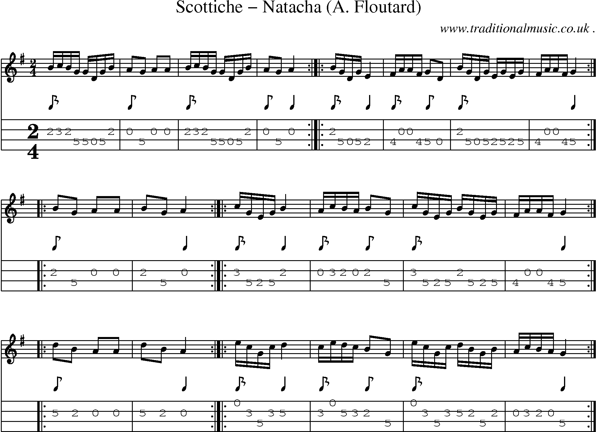 Sheet-Music and Mandolin Tabs for Scottiche Natacha (a Floutard)