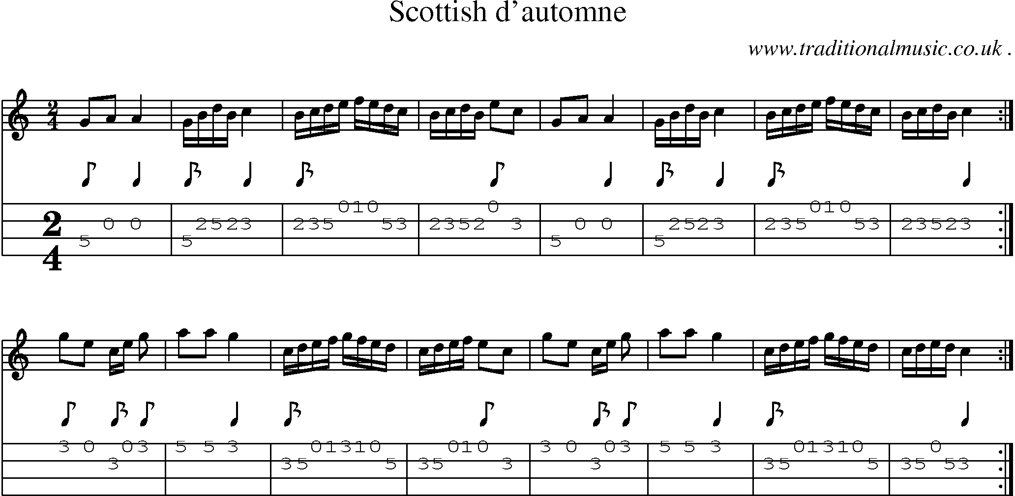 Sheet-Music and Mandolin Tabs for Scottish Dautomne