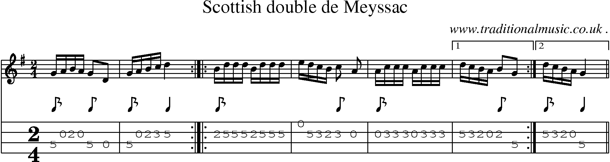 Sheet-Music and Mandolin Tabs for Scottish Double De Meyssac