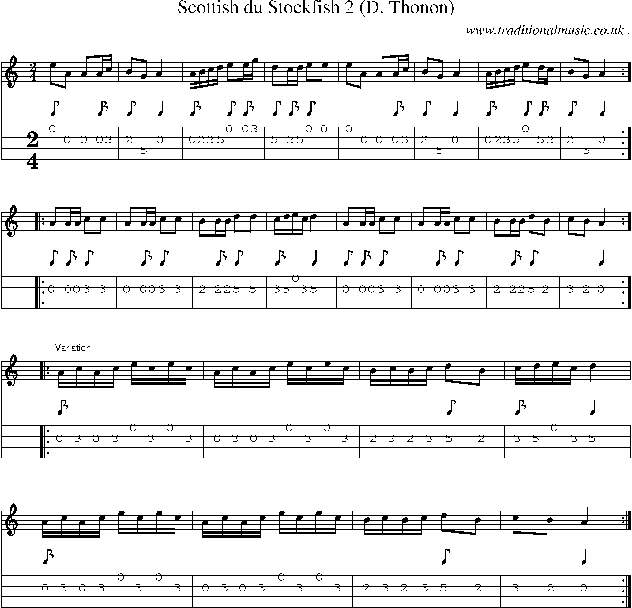 Sheet-Music and Mandolin Tabs for Scottish Du Stockfish 2 (d Thonon)