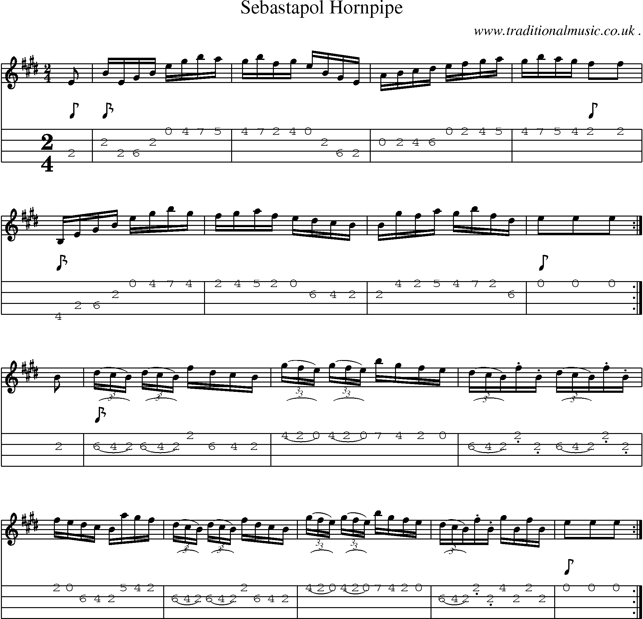 Sheet-Music and Mandolin Tabs for Sebastapol Hornpipe