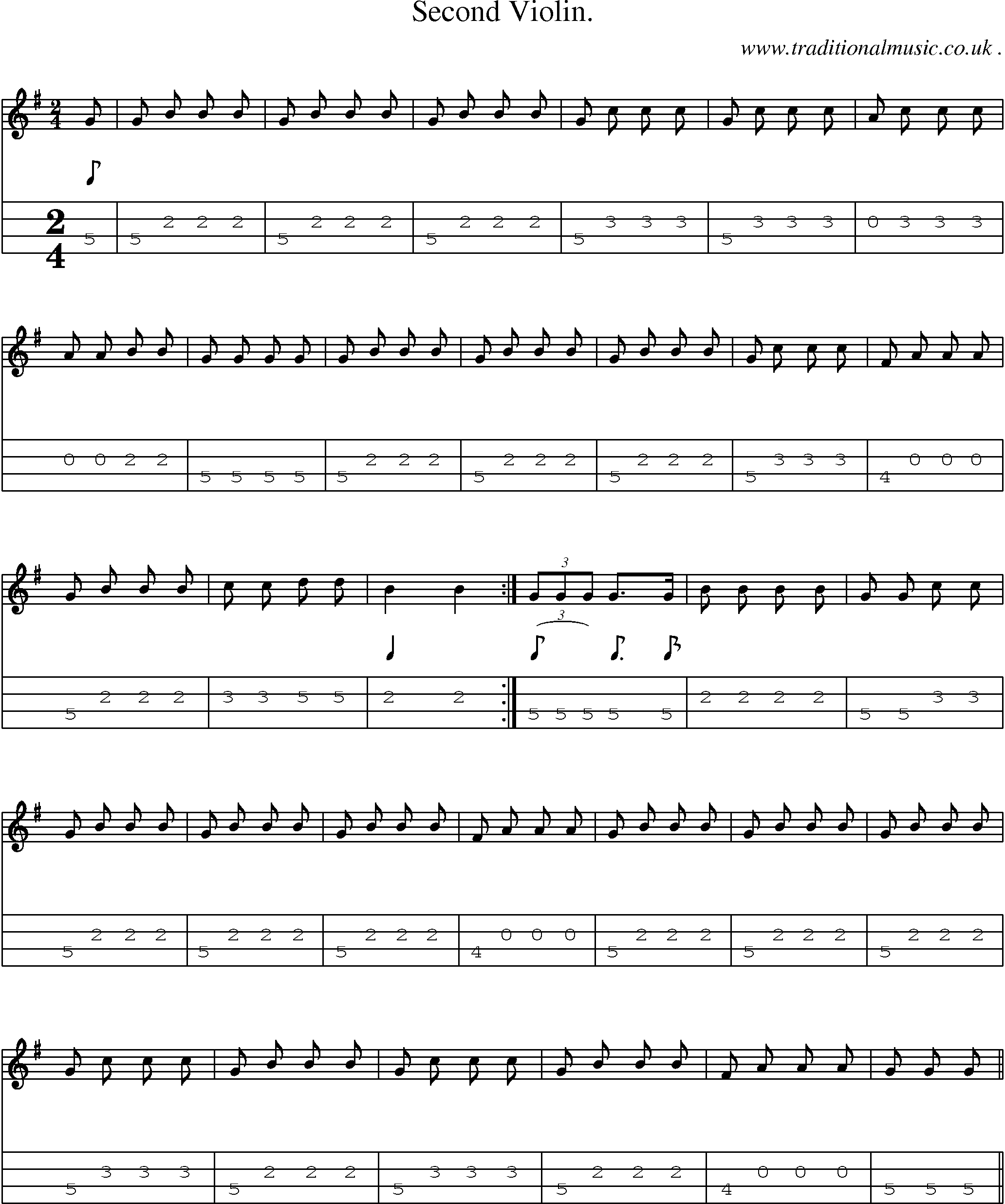 Sheet-Music and Mandolin Tabs for Second Violin