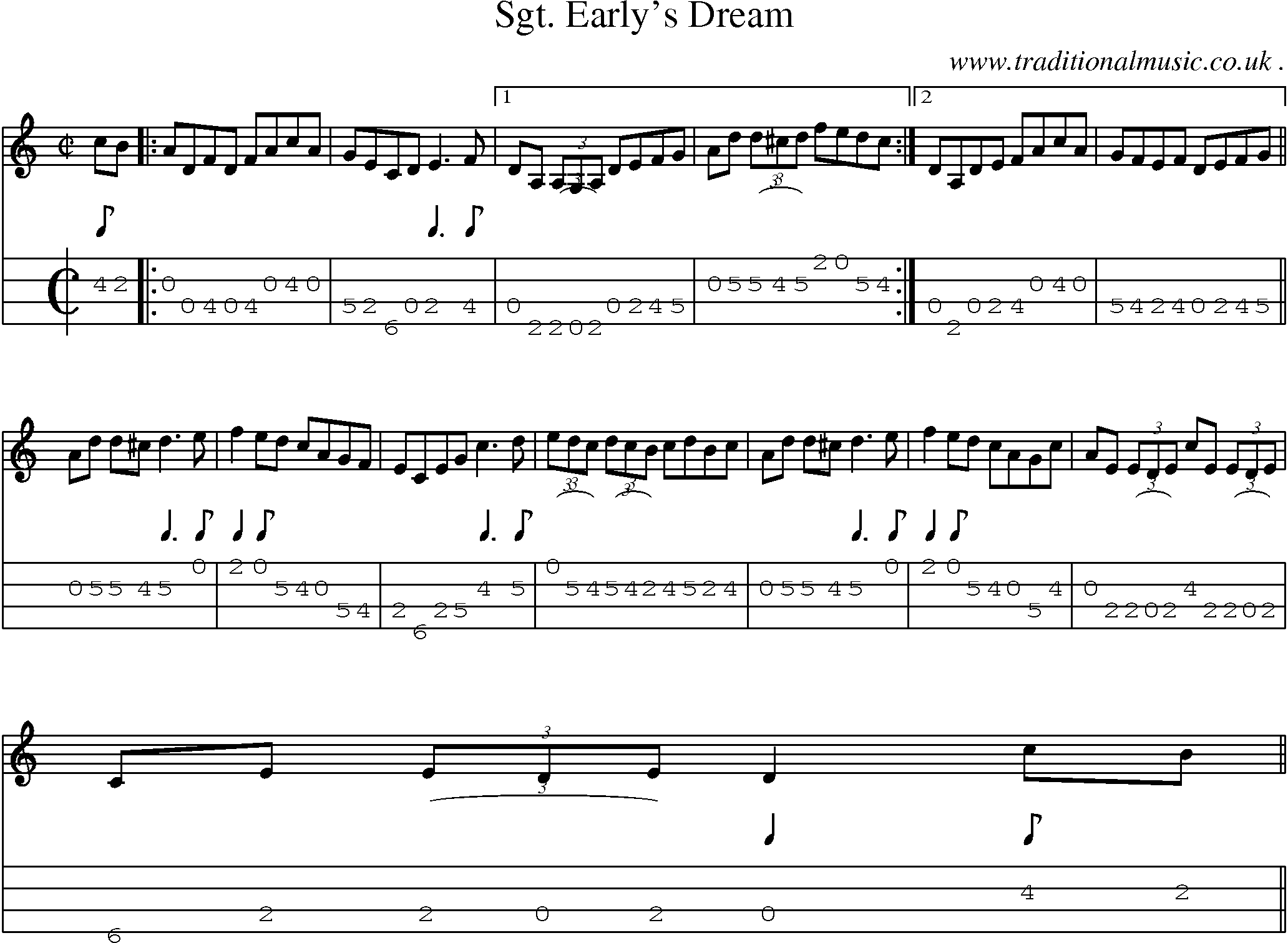 Sheet-Music and Mandolin Tabs for Sgt Earlys Dream