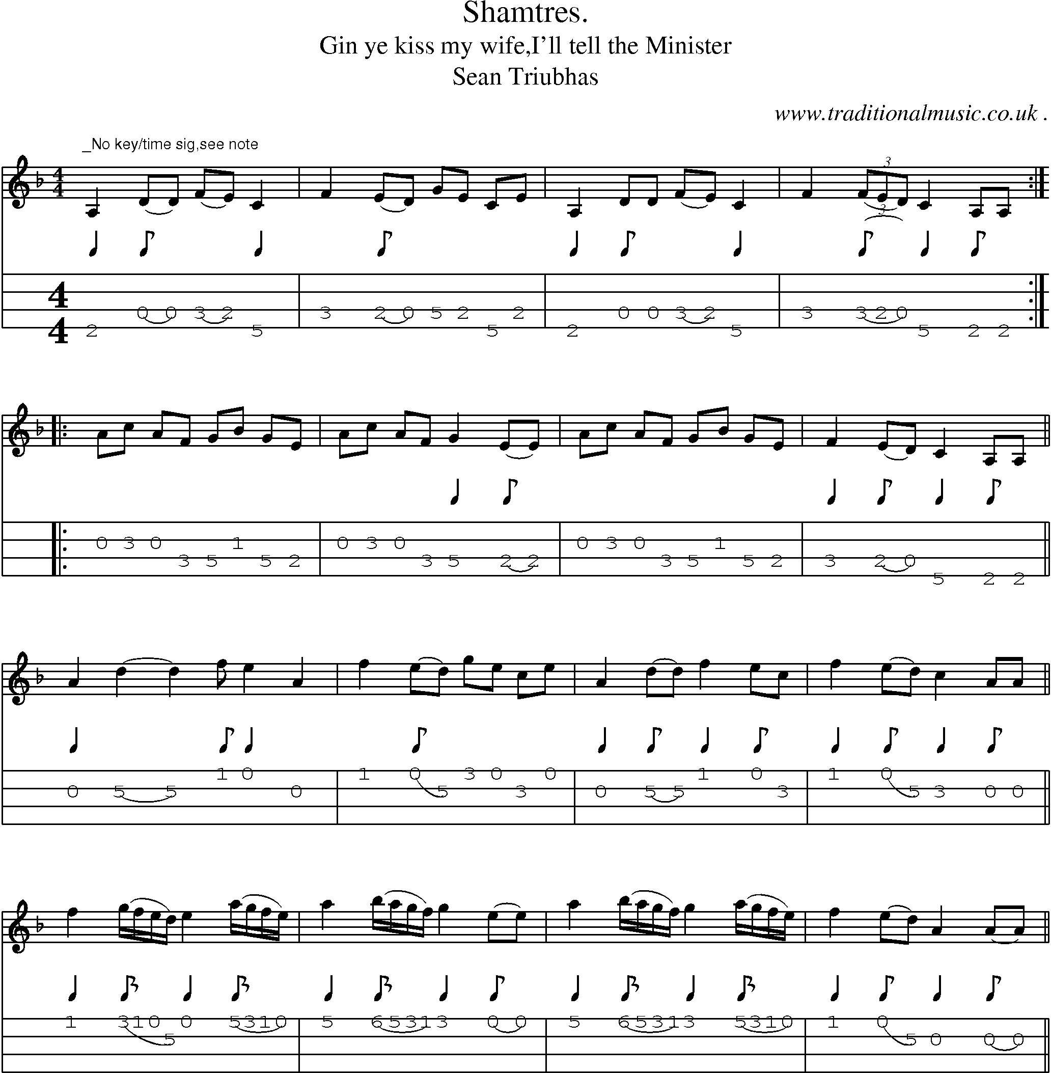 Sheet-Music and Mandolin Tabs for Shamtres