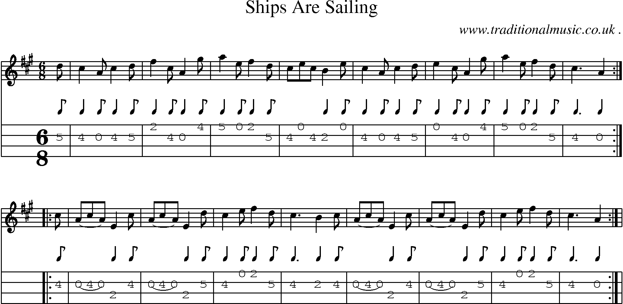 Sheet-Music and Mandolin Tabs for Ships Are Sailing