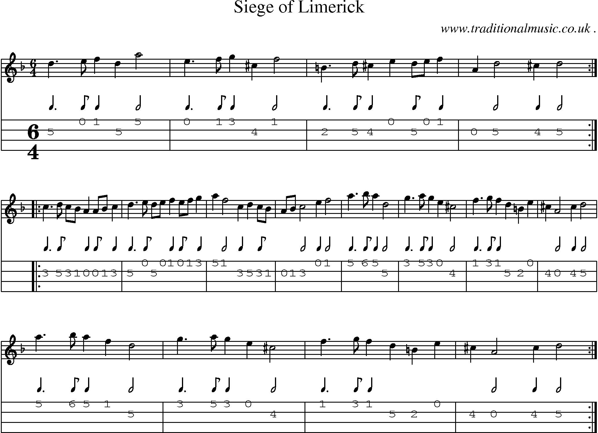 Sheet-Music and Mandolin Tabs for Siege Of Limerick