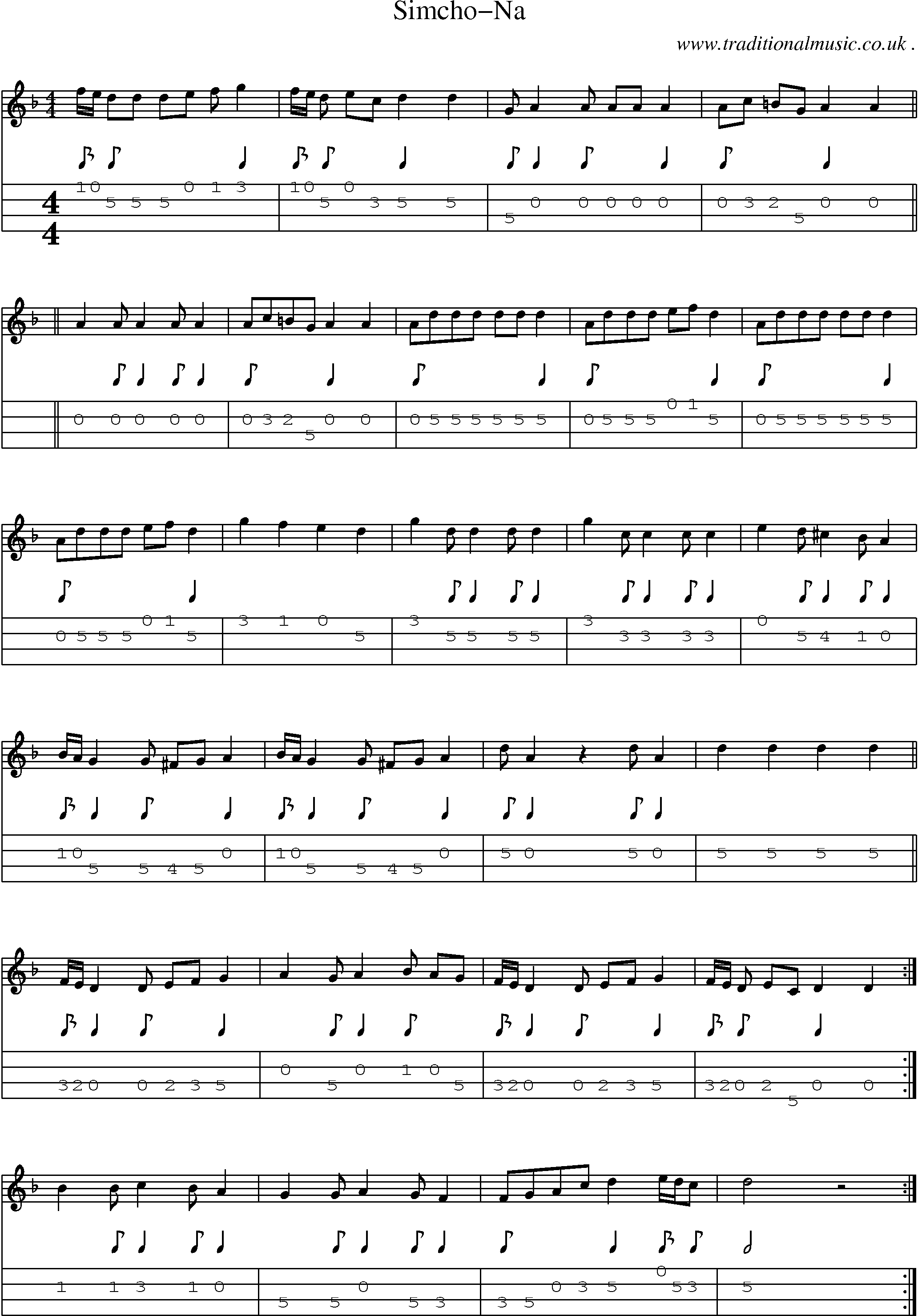 Sheet-Music and Mandolin Tabs for Simcho-na