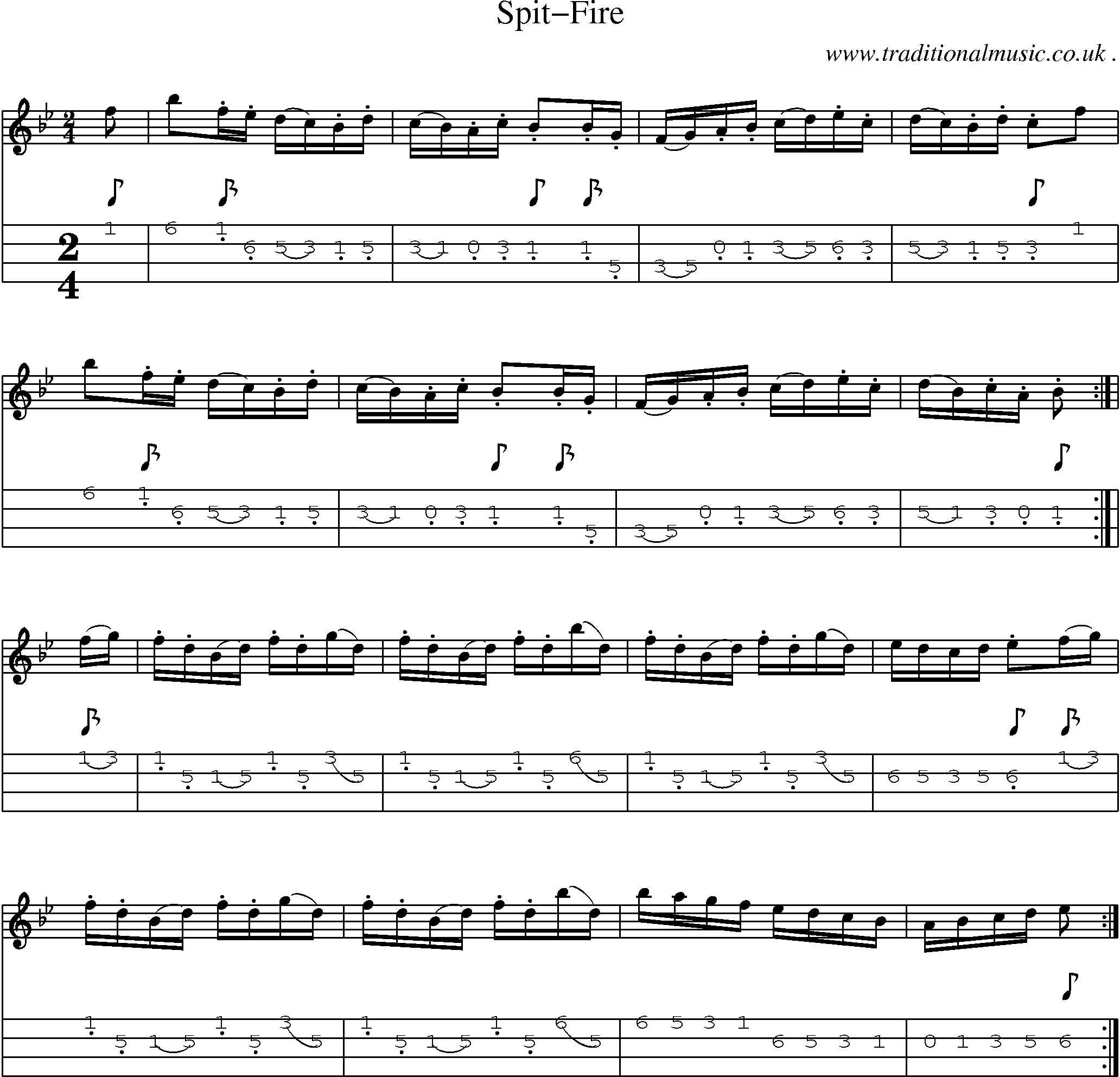 Sheet-Music and Mandolin Tabs for Spit-fire