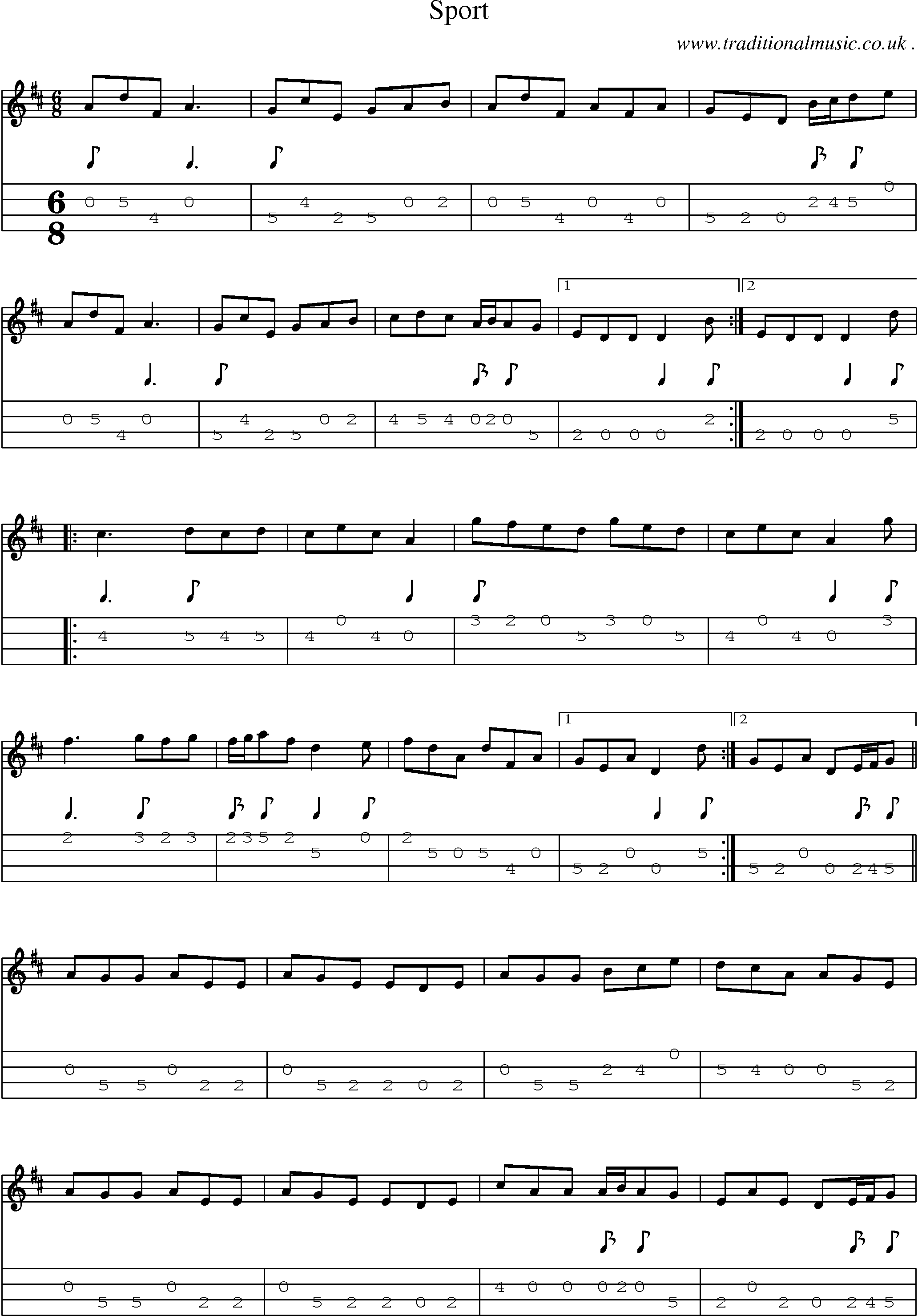 Sheet-Music and Mandolin Tabs for Sport