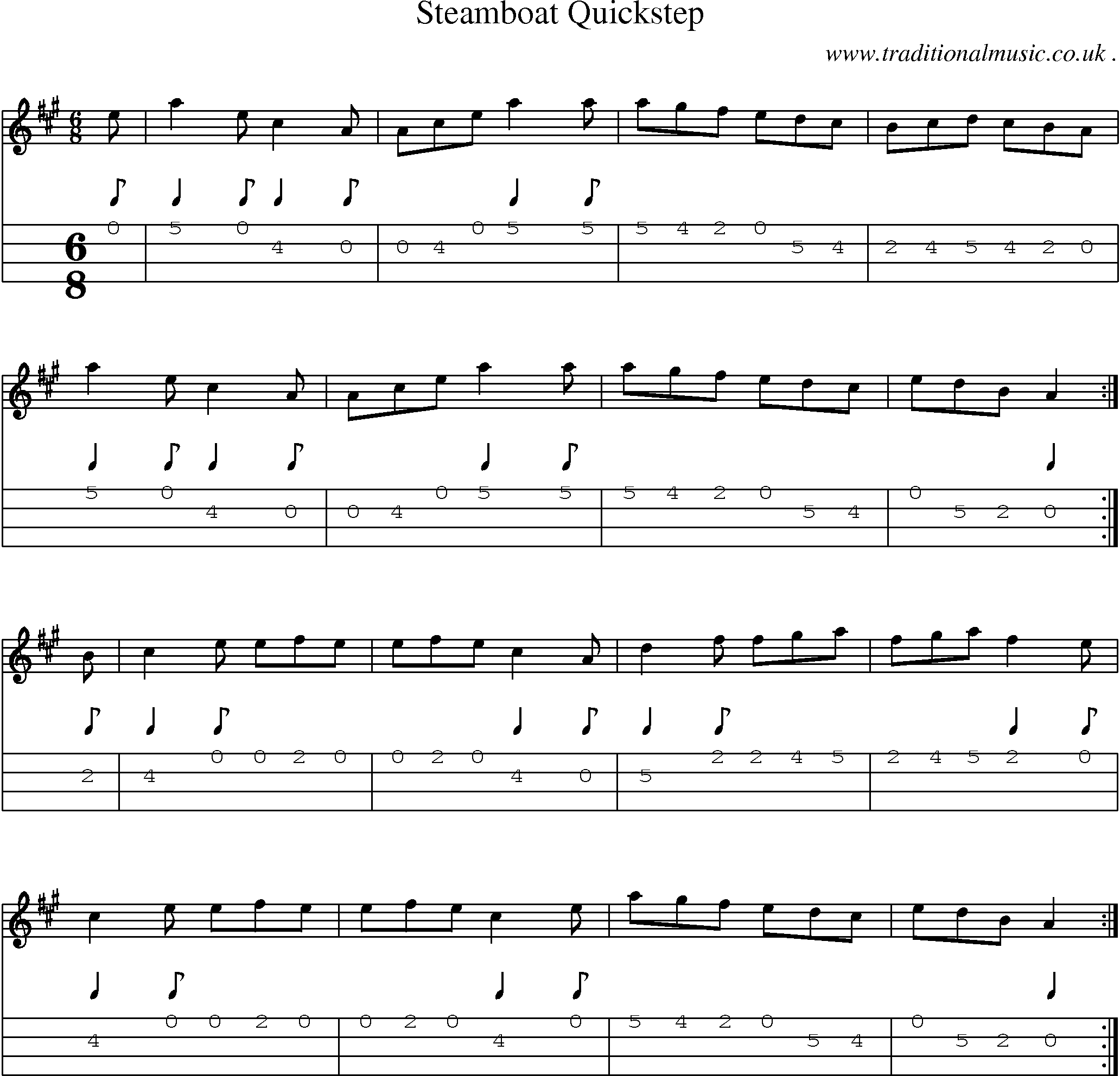 Sheet-Music and Mandolin Tabs for Steamboat Quickstep