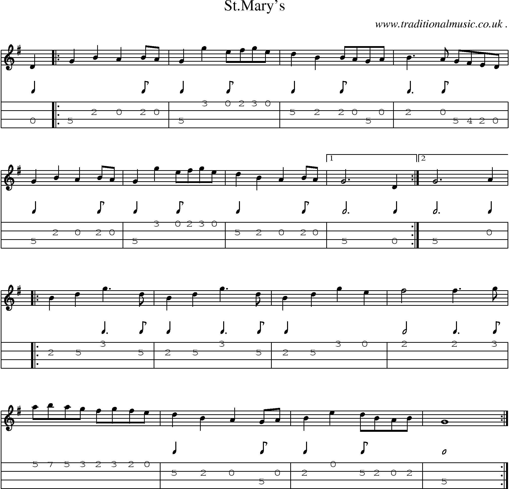 Sheet-Music and Mandolin Tabs for Stmarys