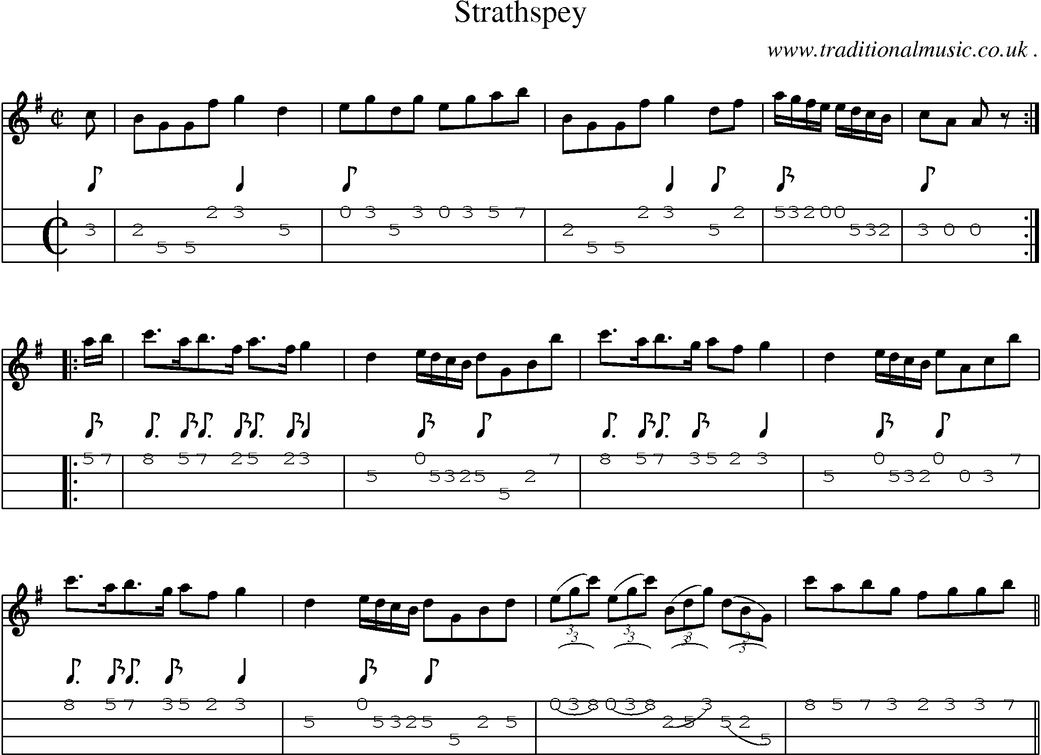 Sheet-Music and Mandolin Tabs for Strathspey