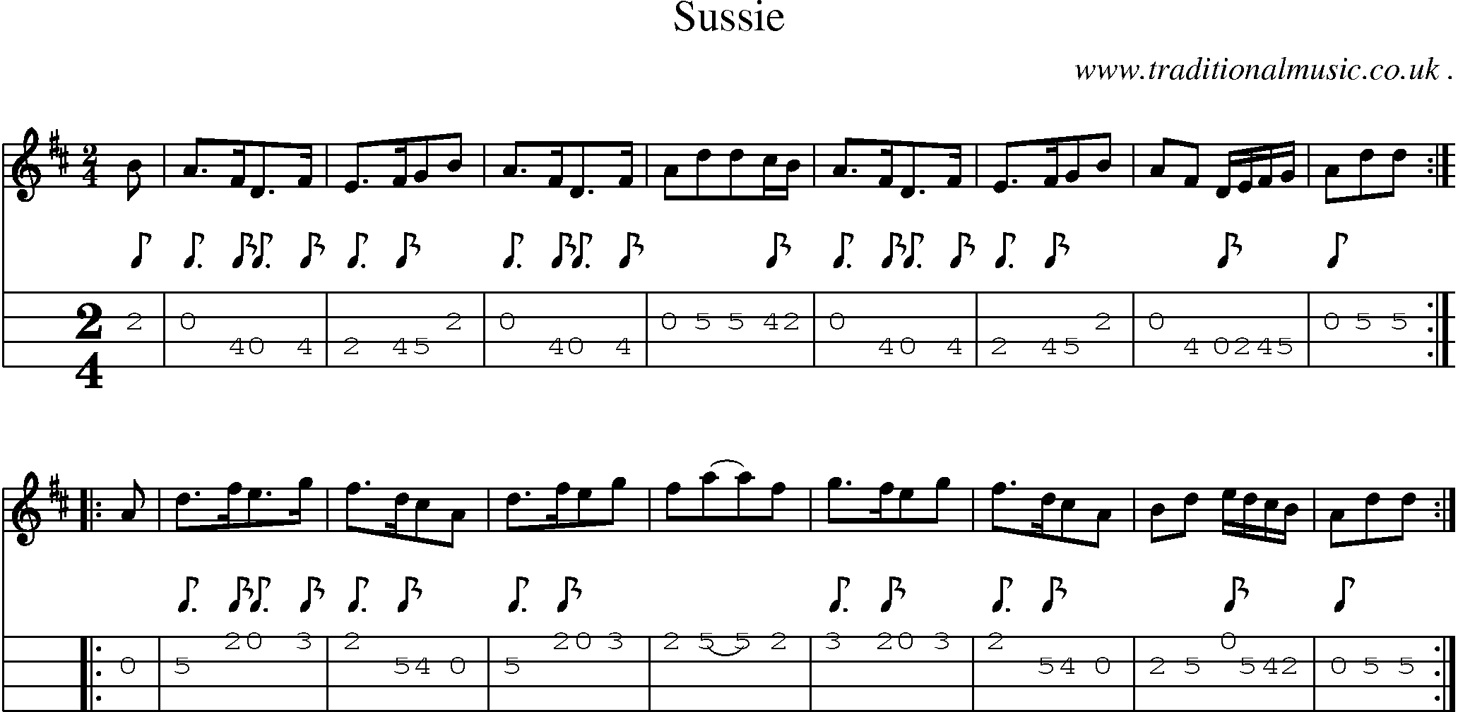 Sheet-Music and Mandolin Tabs for Sussie