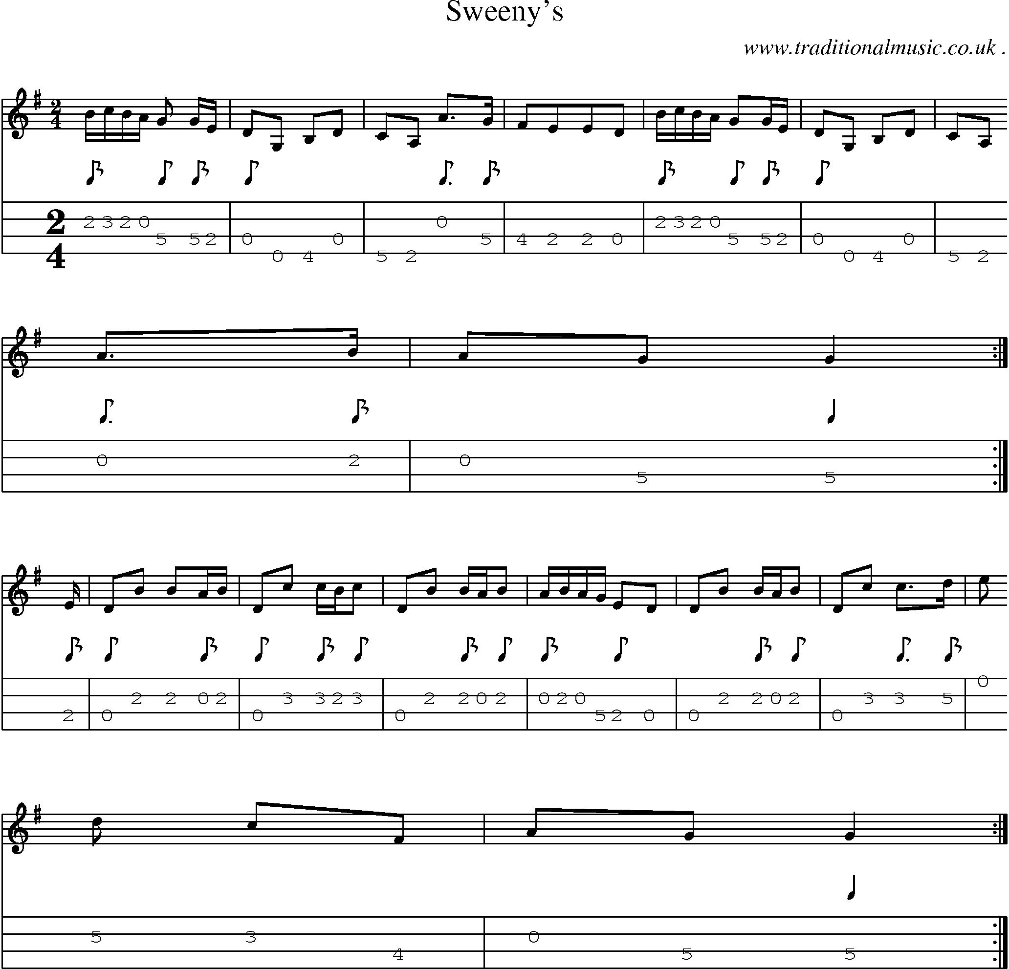 Sheet-Music and Mandolin Tabs for Sweenys