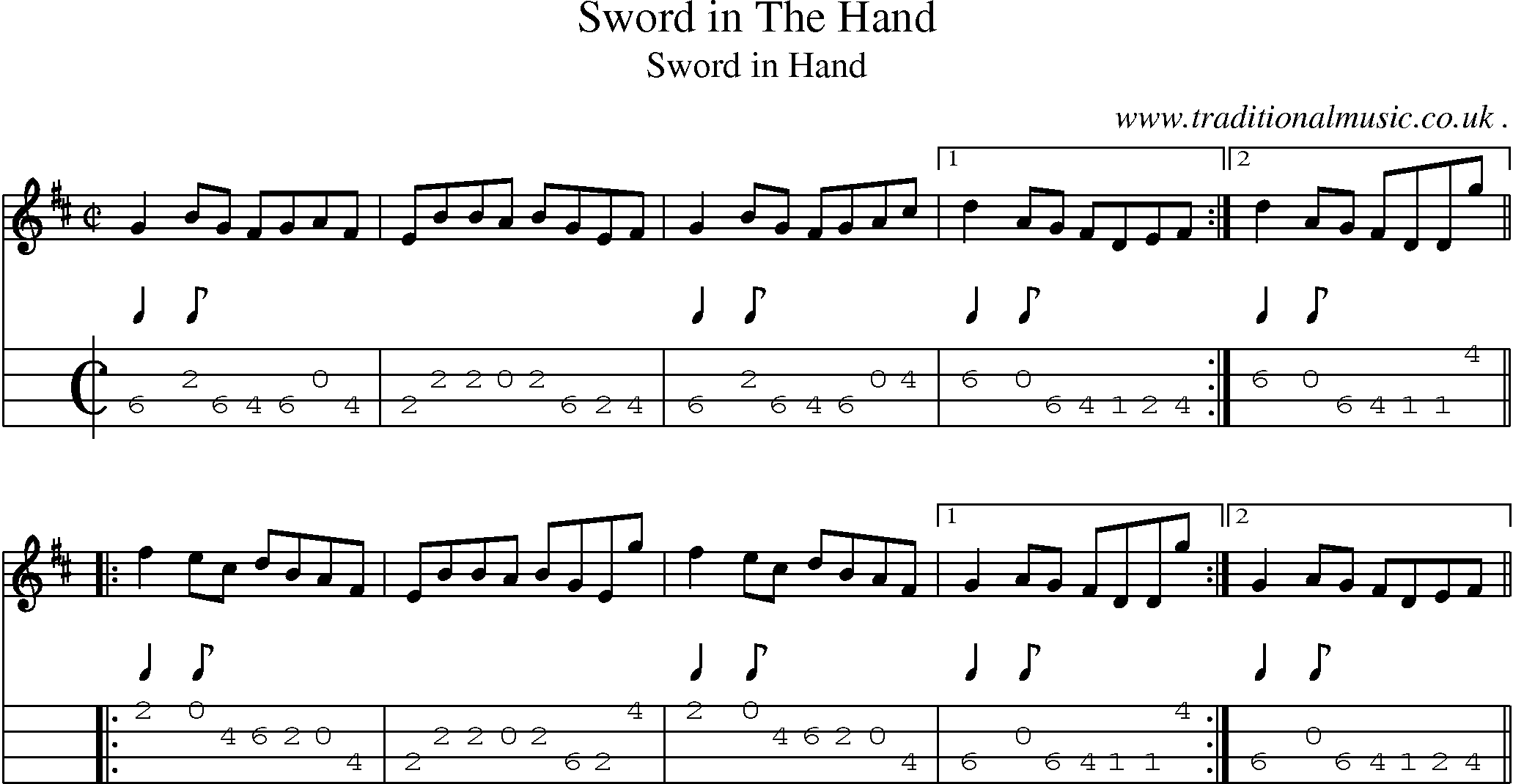 Sheet-Music and Mandolin Tabs for Sword In The Hand