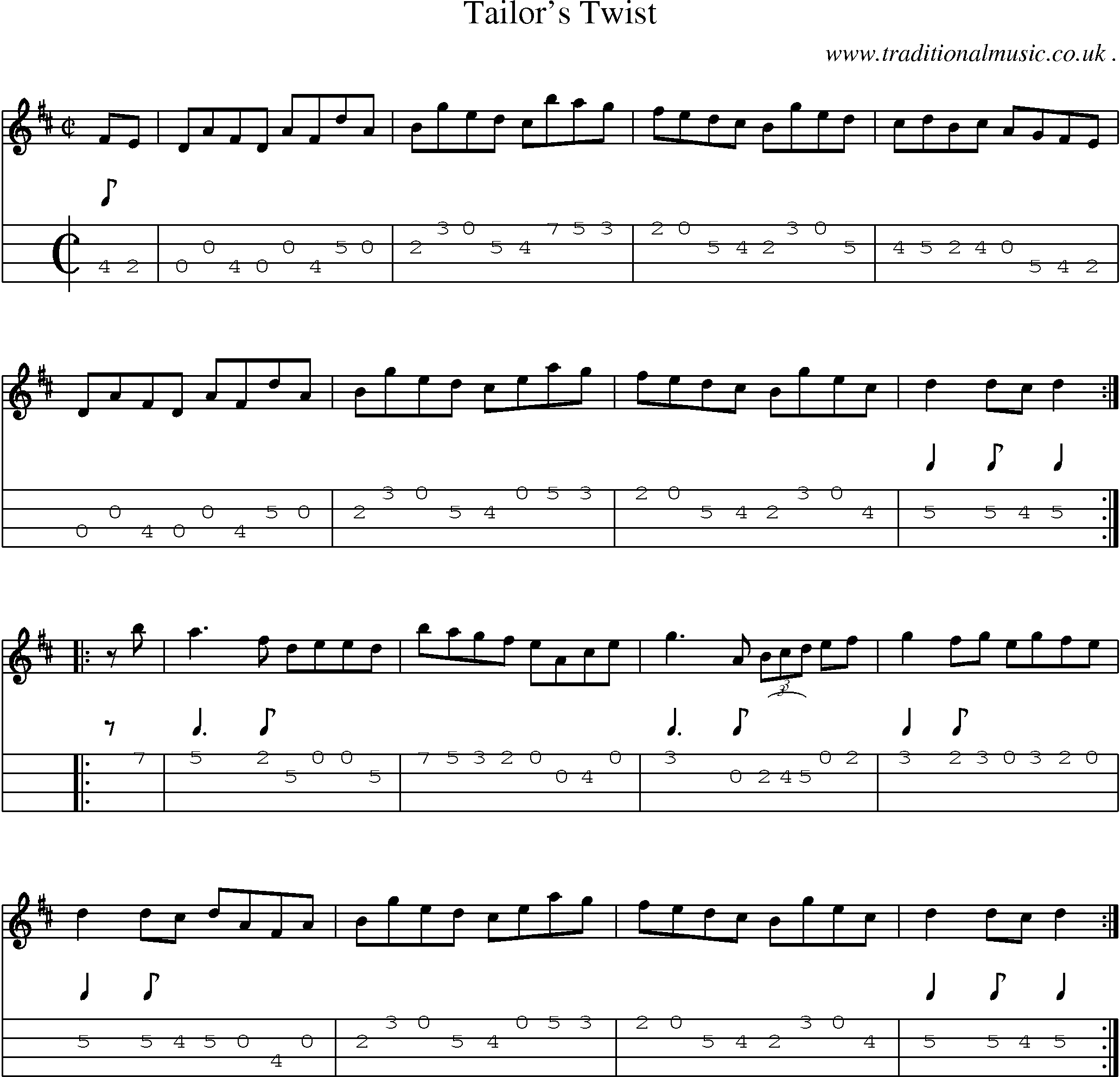 Sheet-Music and Mandolin Tabs for Tailors Twist