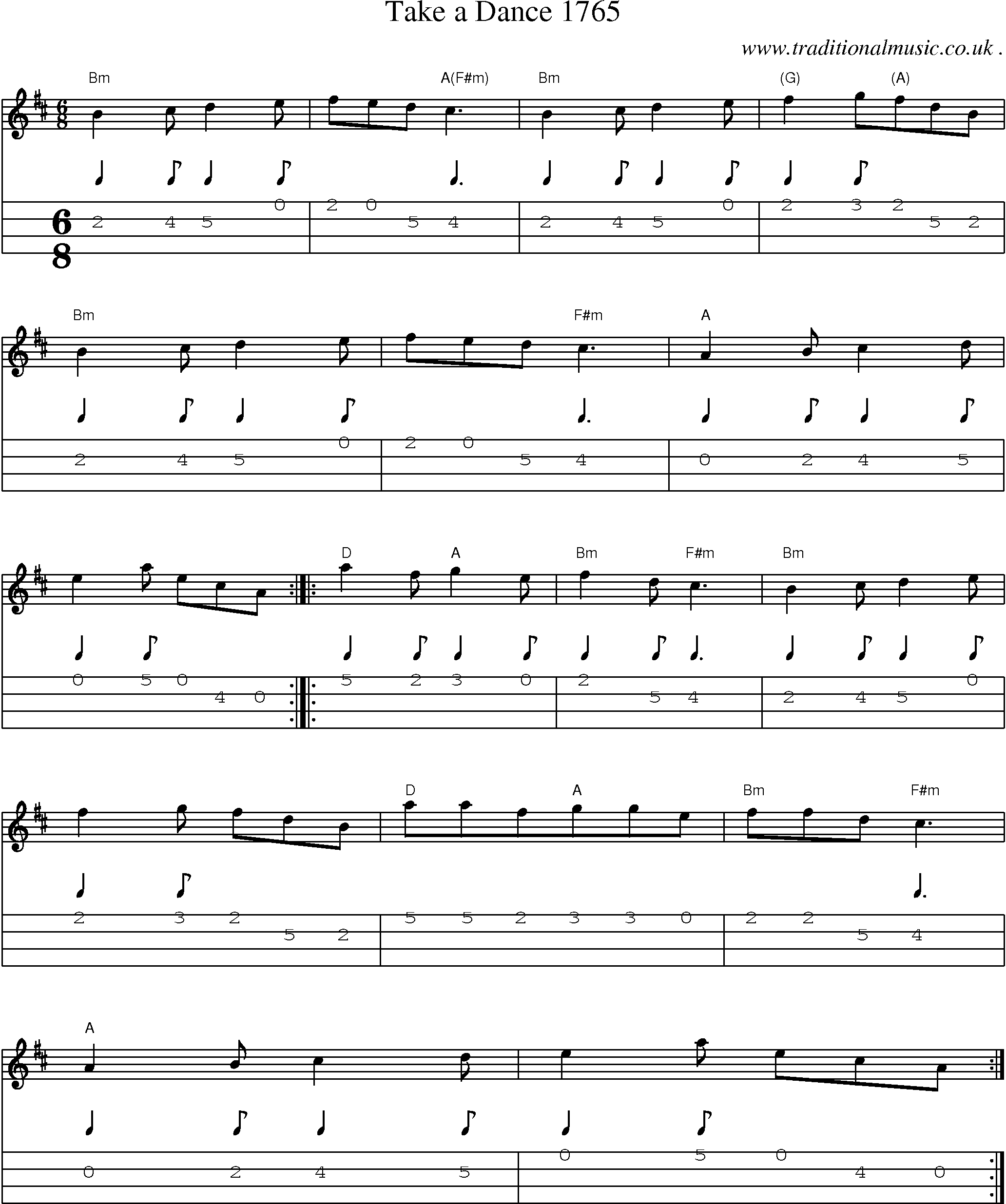 Sheet-Music and Mandolin Tabs for Take A Dance 1765