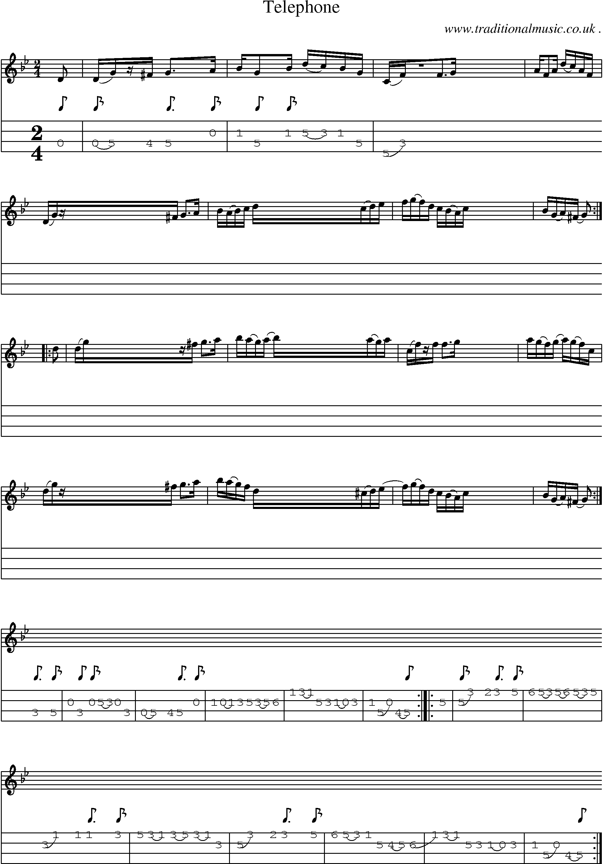 Sheet-Music and Mandolin Tabs for Telephone