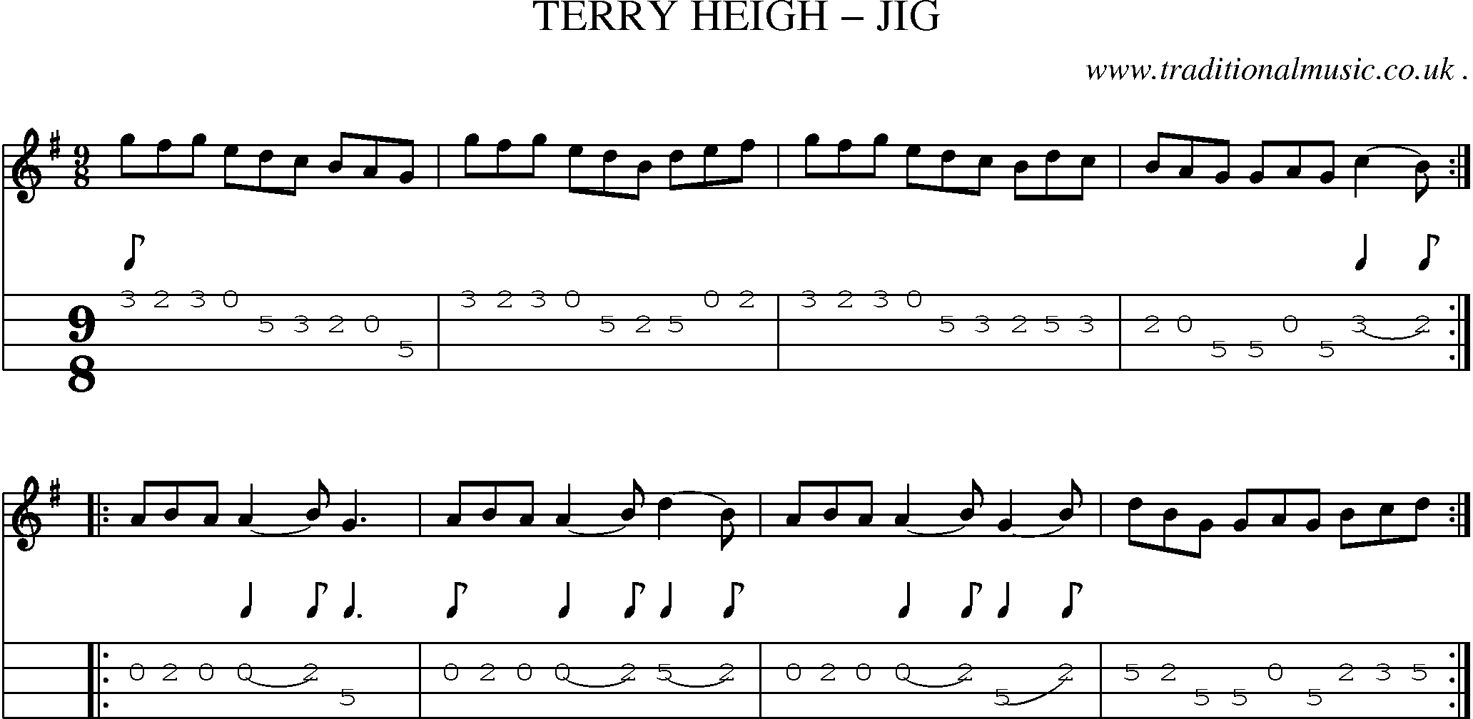 Sheet-Music and Mandolin Tabs for Terry Heigh Jig