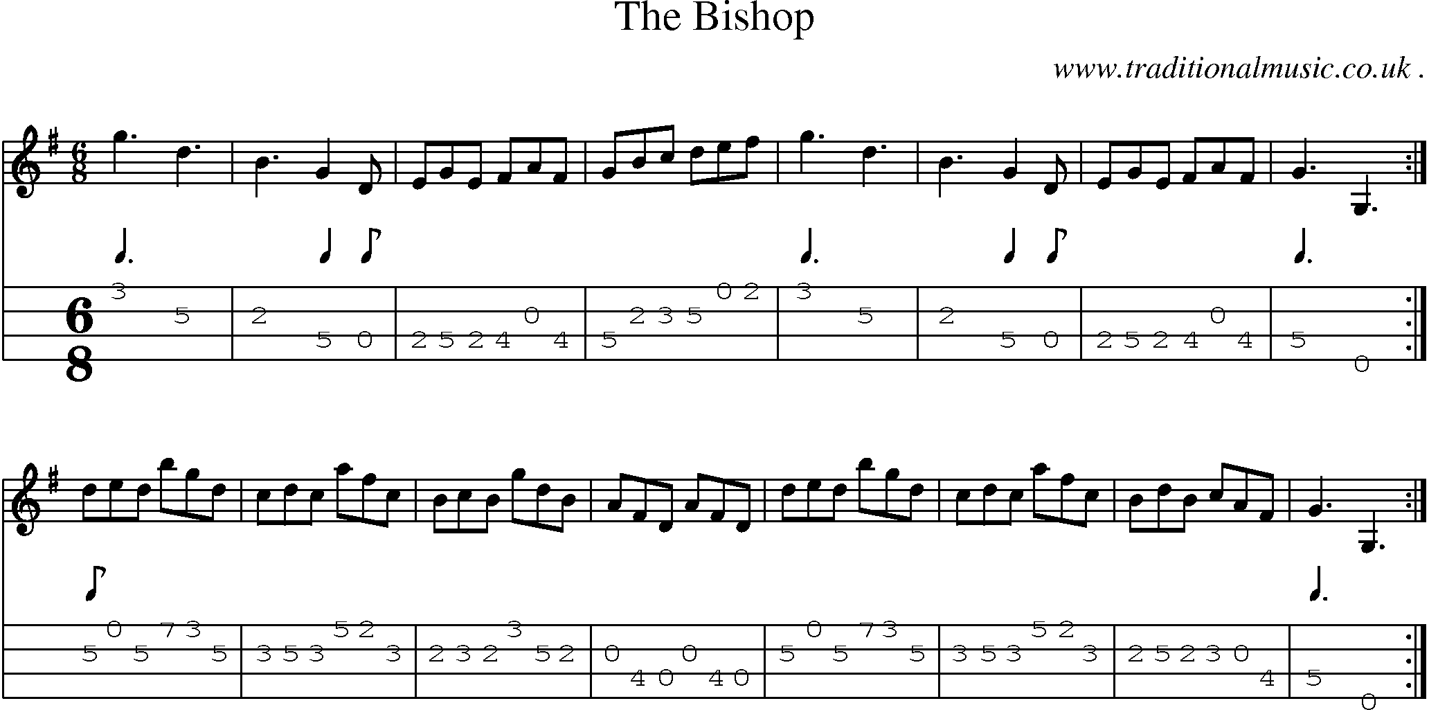 Sheet-Music and Mandolin Tabs for The Bishop
